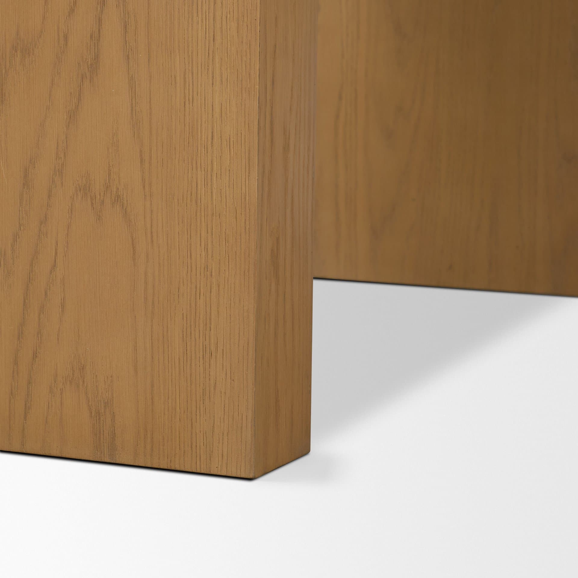 Milos Travertine Top w/ Light Brown Oak Wood Console Table — product photograph