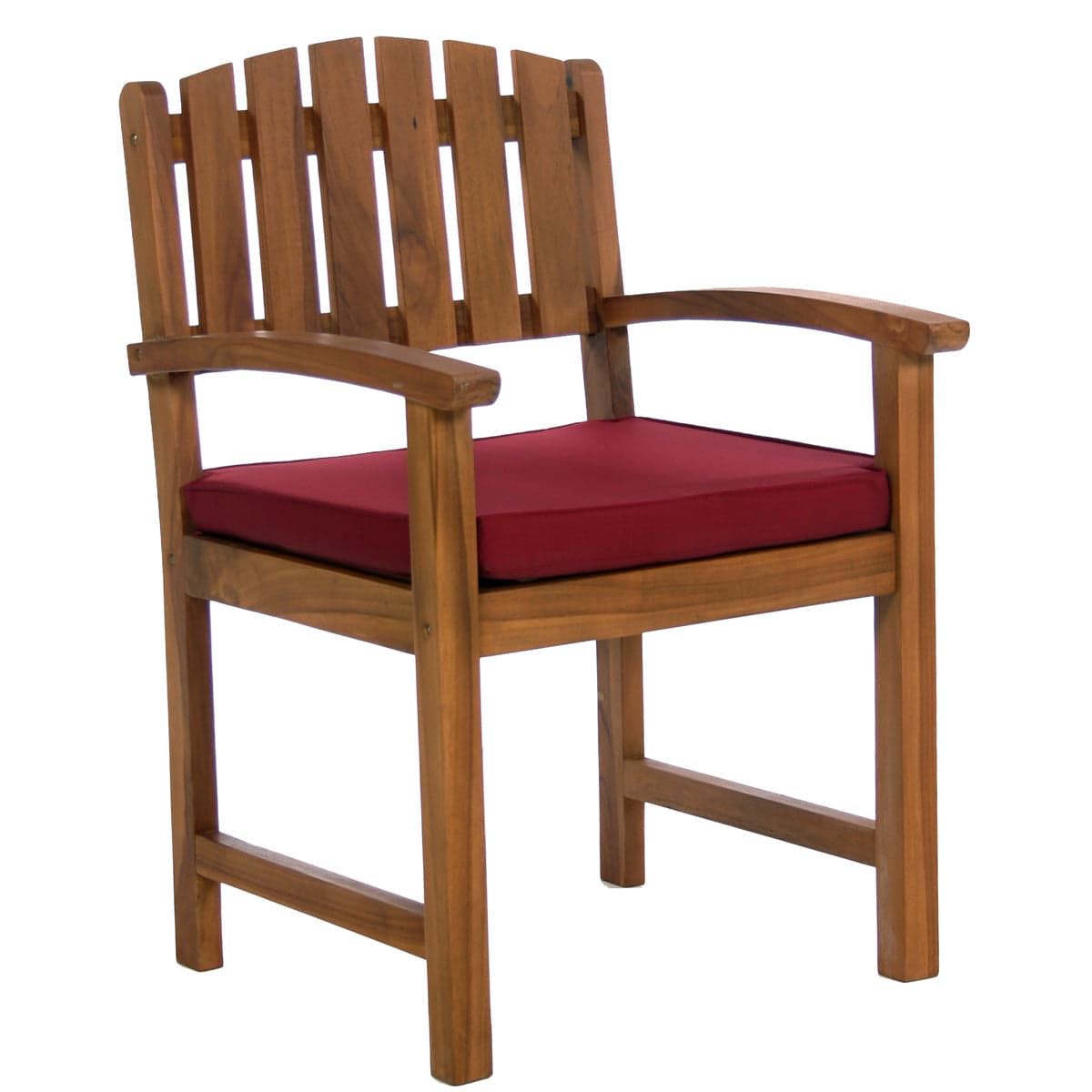 5-Piece Teak Oval Extension Patio - Table and Dining Chairs Set - Red Cushions — product photograph