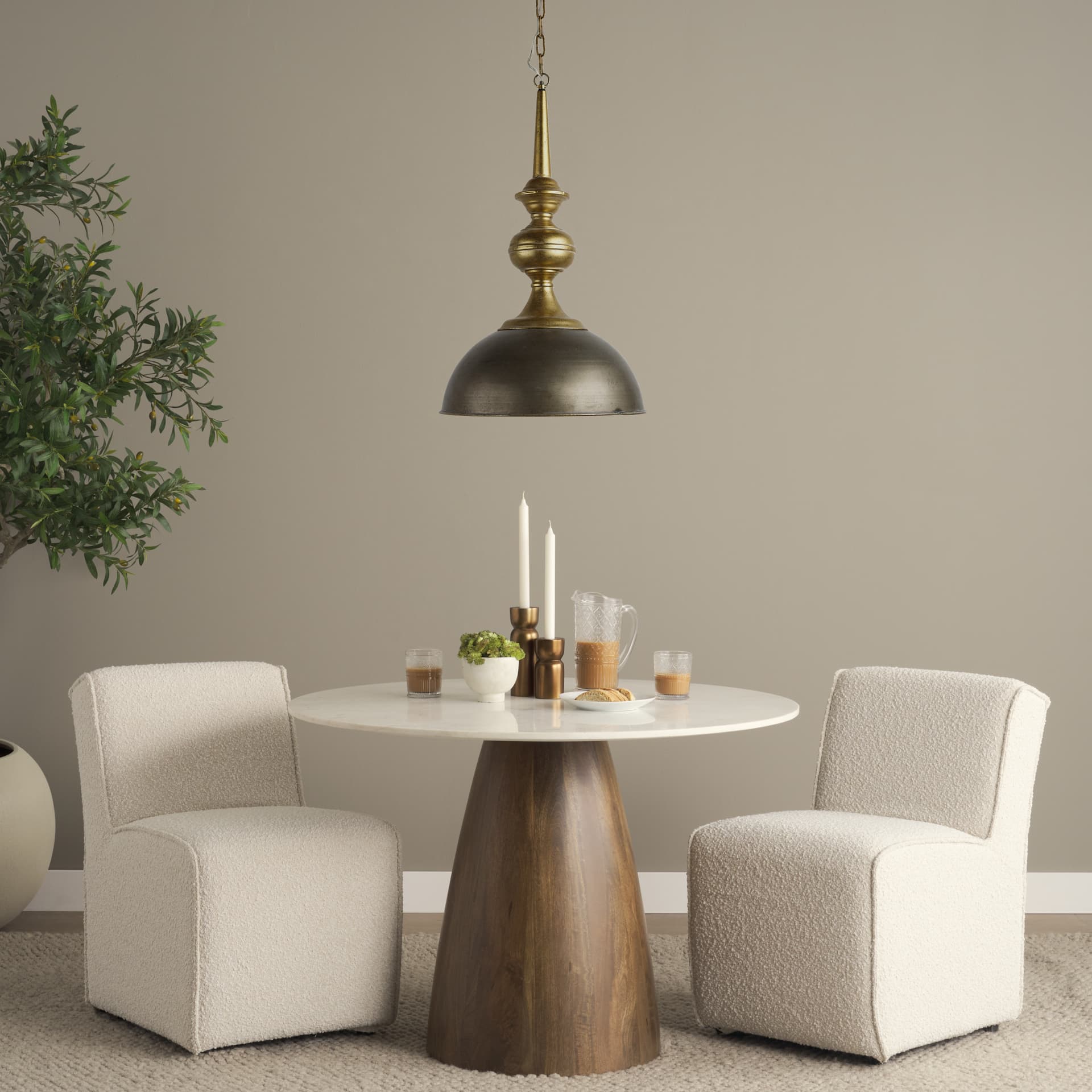 Capsa 17x29 Antique Gold and Silver Toned Metal Dome Pendant Light — product photograph