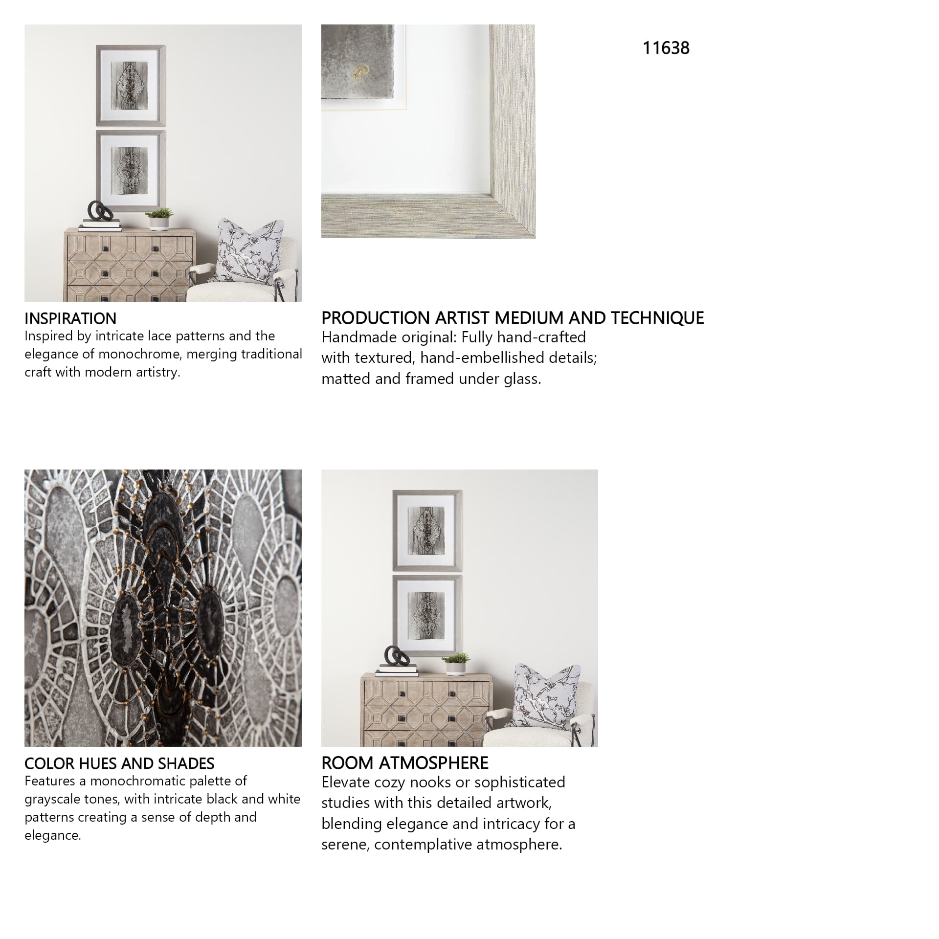 India Pattern I by Studio M a handmade Original Framed Artwork under Glass — in a styled room