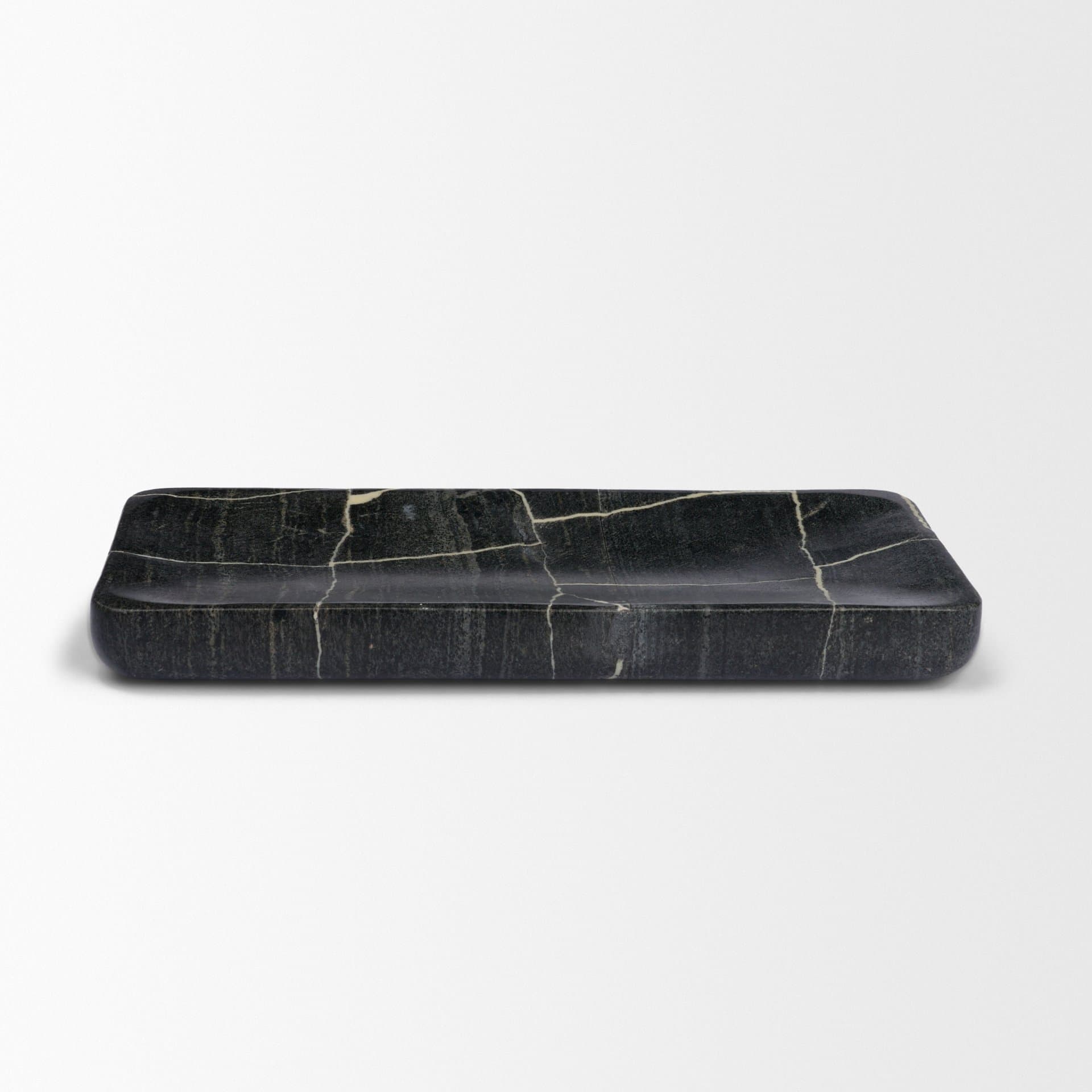 Tratto Rectangular Black Marble Tray — product photograph