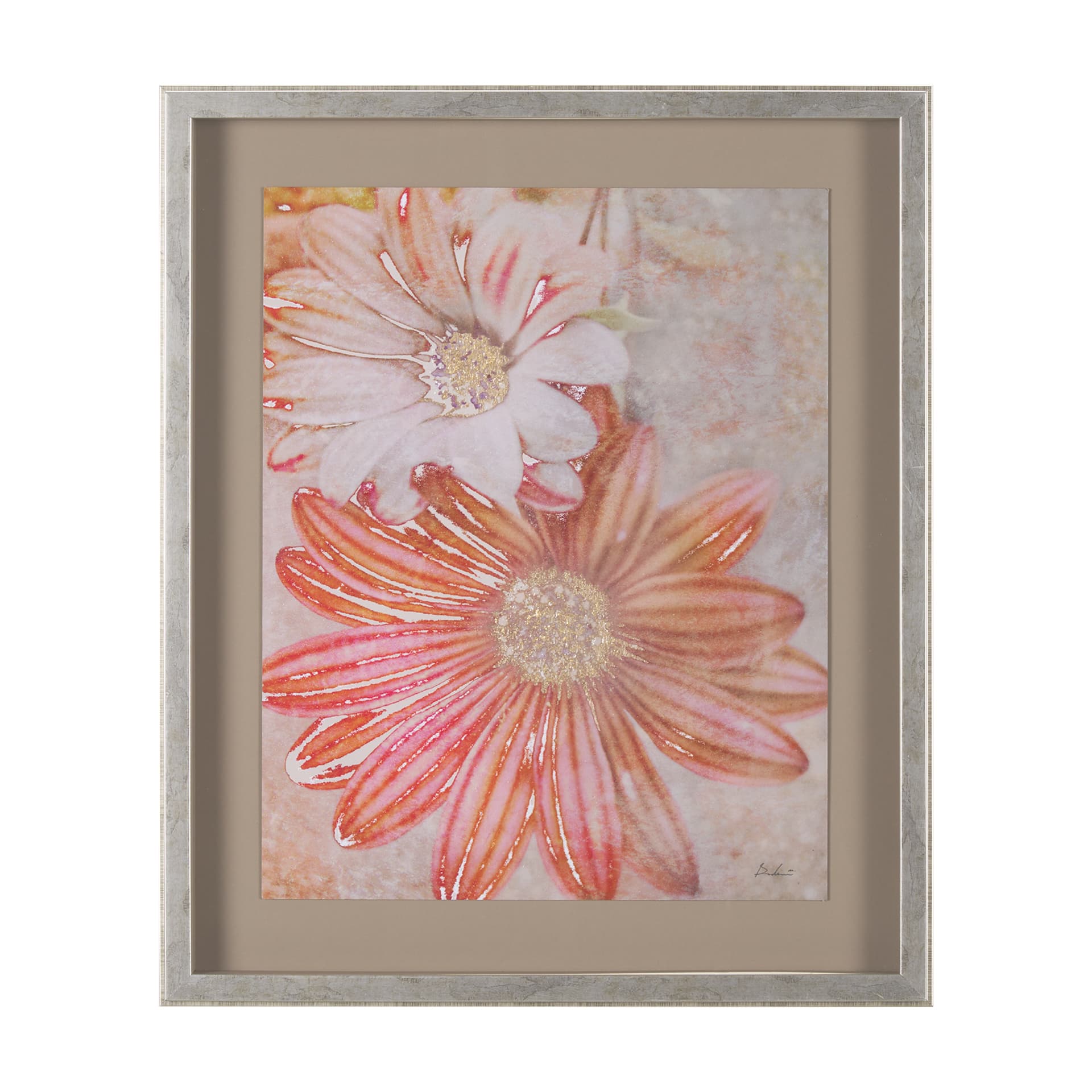 Subtle Florals I by Mercana Studio a Hand Embelished Textured Framed Art Print Matted under Glass — product photograph
