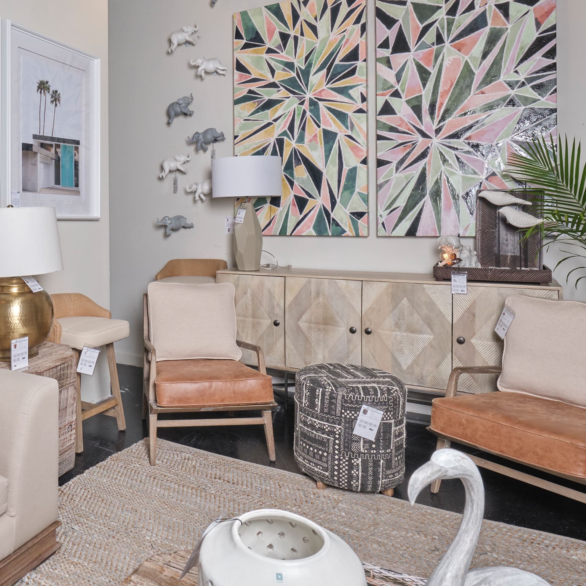 Hogarth III 72L x 15W x 34H Brown Solid Wood Frame Gold Metal Base 4 Cabinet Door Sideboard — product photograph