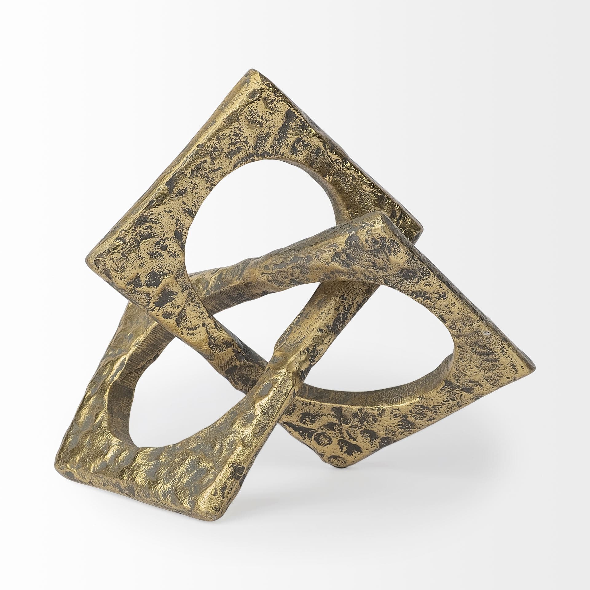Delaunay I (Large) 10L X9W Gold Hammered Metal Interlinked Patterned — product photograph
