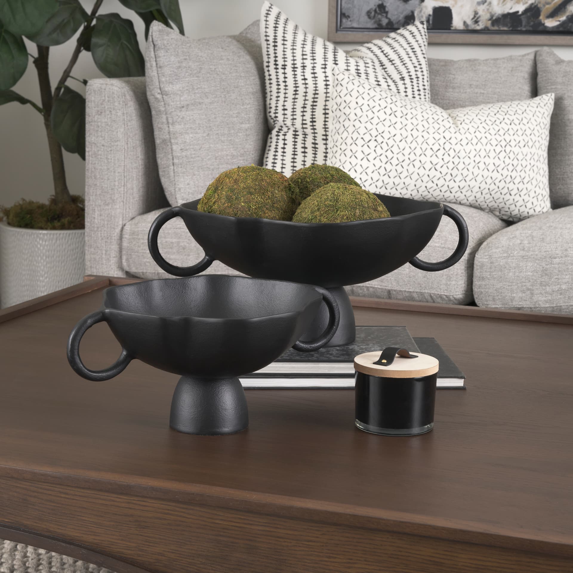 Radka Large Matte Black Metal Decorative Bowl — product photograph