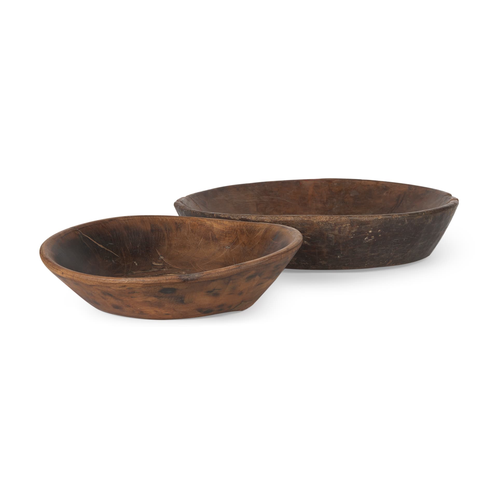 Nikita Set of 2 Large Medium Brown Reclaimed Wood Bowls — product photograph