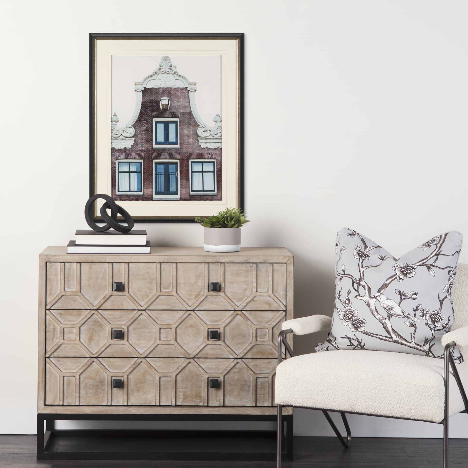 Striking Structure by Irene Sucocki Framed Art Print Matted under Glass — in a styled room