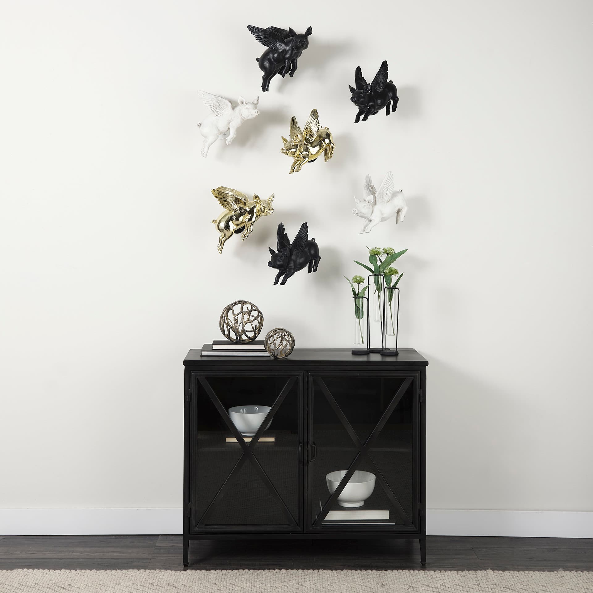 Sphaira Noir I Small 5L x 5W Gold Cast Aluminum Decorative Tree Branch Orb — product photograph