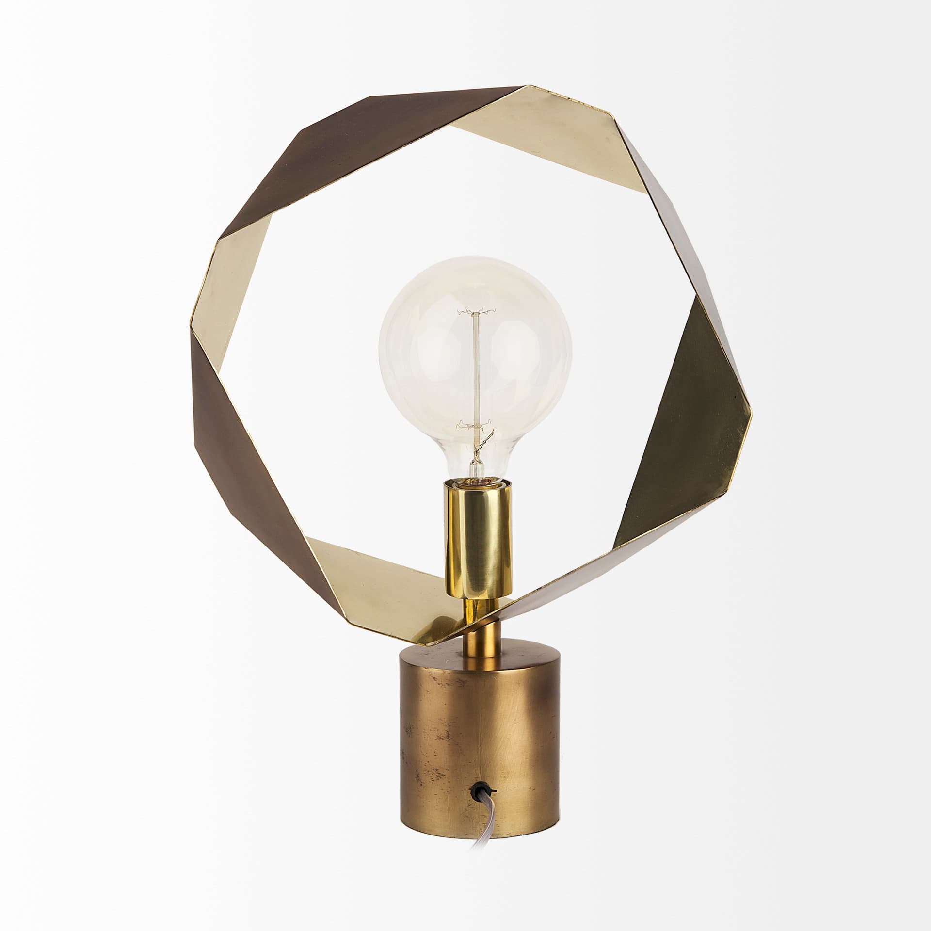 Shamir 15L x 15W Gold Geometric Metal Table Lamp — product photograph
