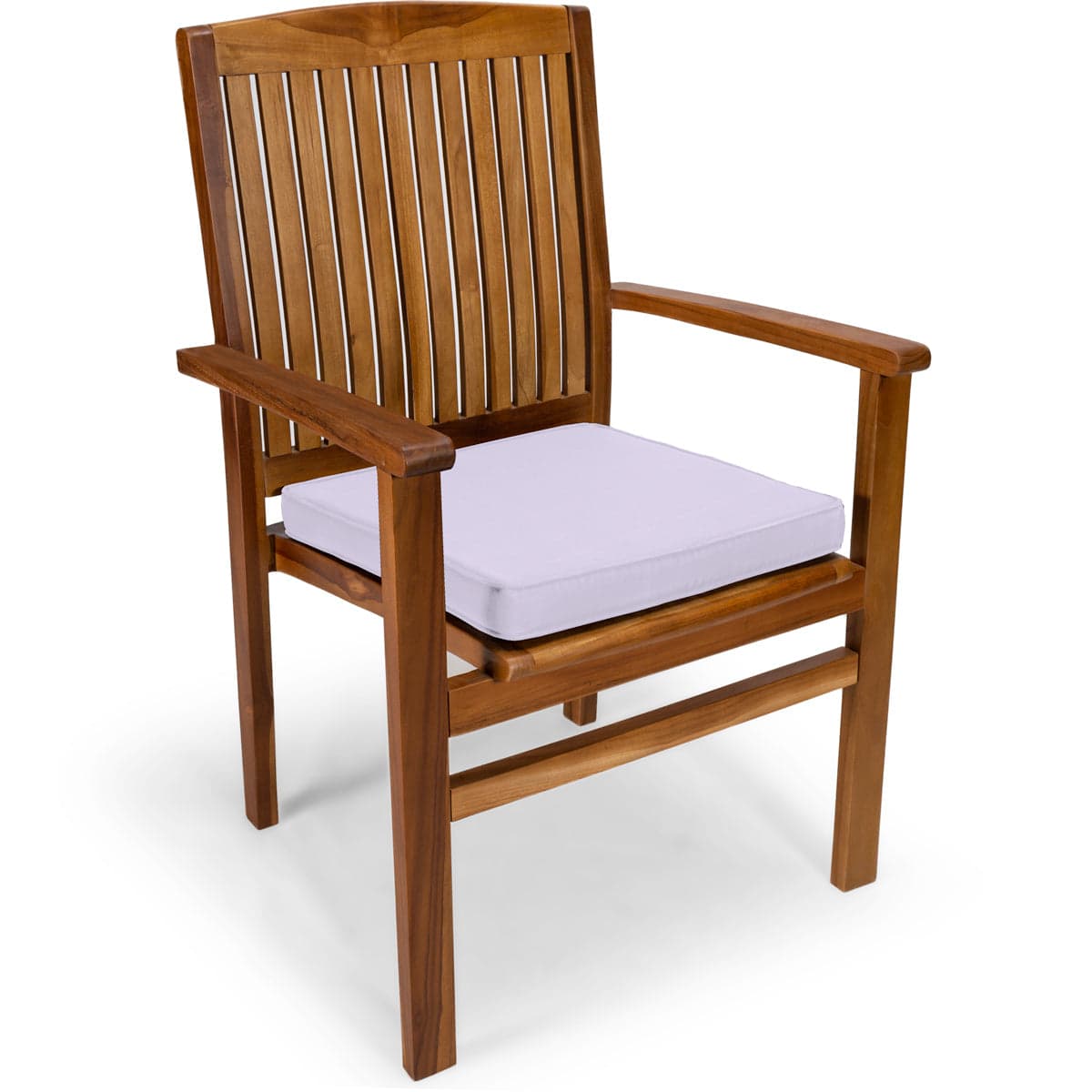 5-Piece Teak Oval Extension Table Stacking Chair Set with Royal White Cushions TE70-24-RW — product photograph