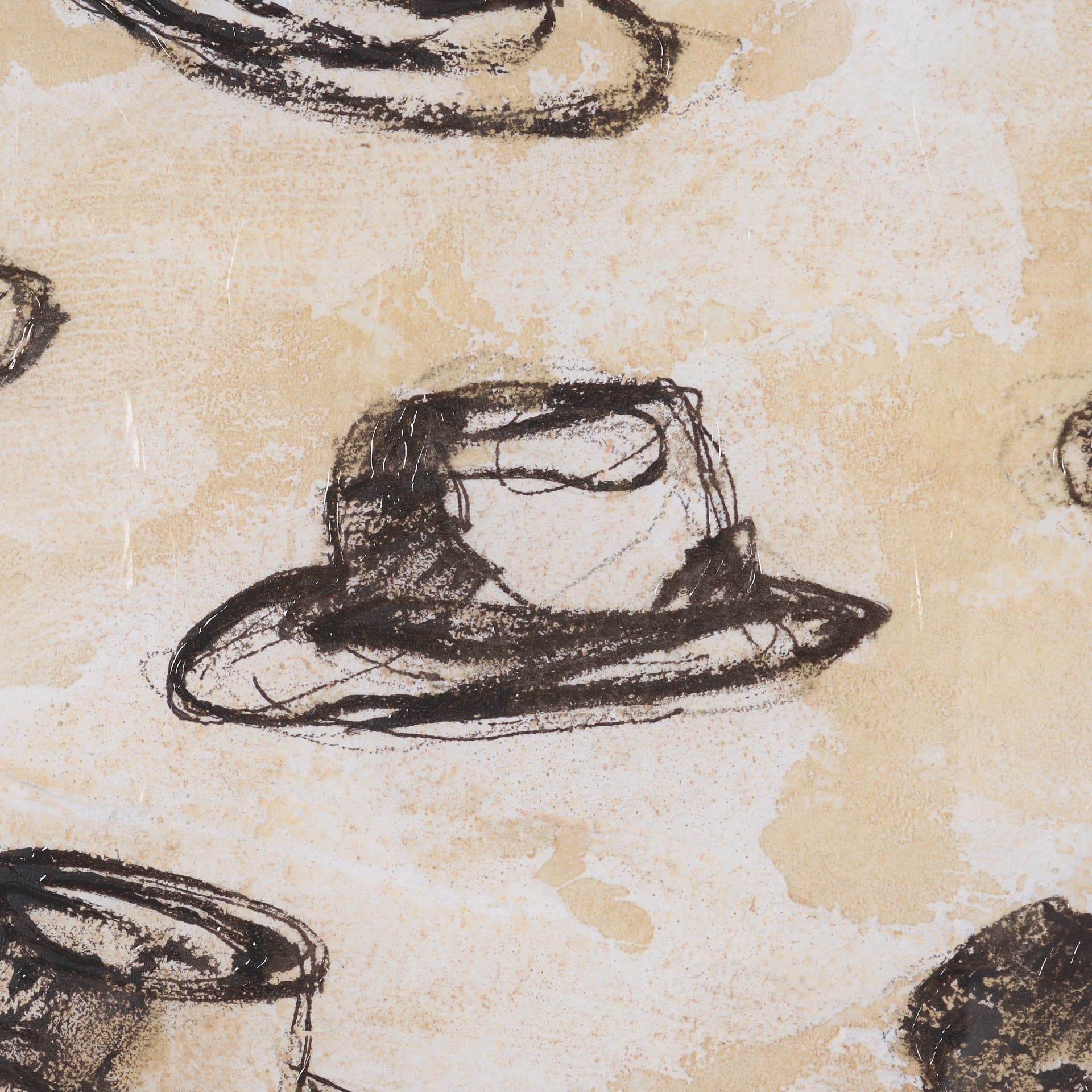 "Hat Trick" by Mercana Studio Hand-Embellished Textured Framed Artwork Matted under Glass — product photograph