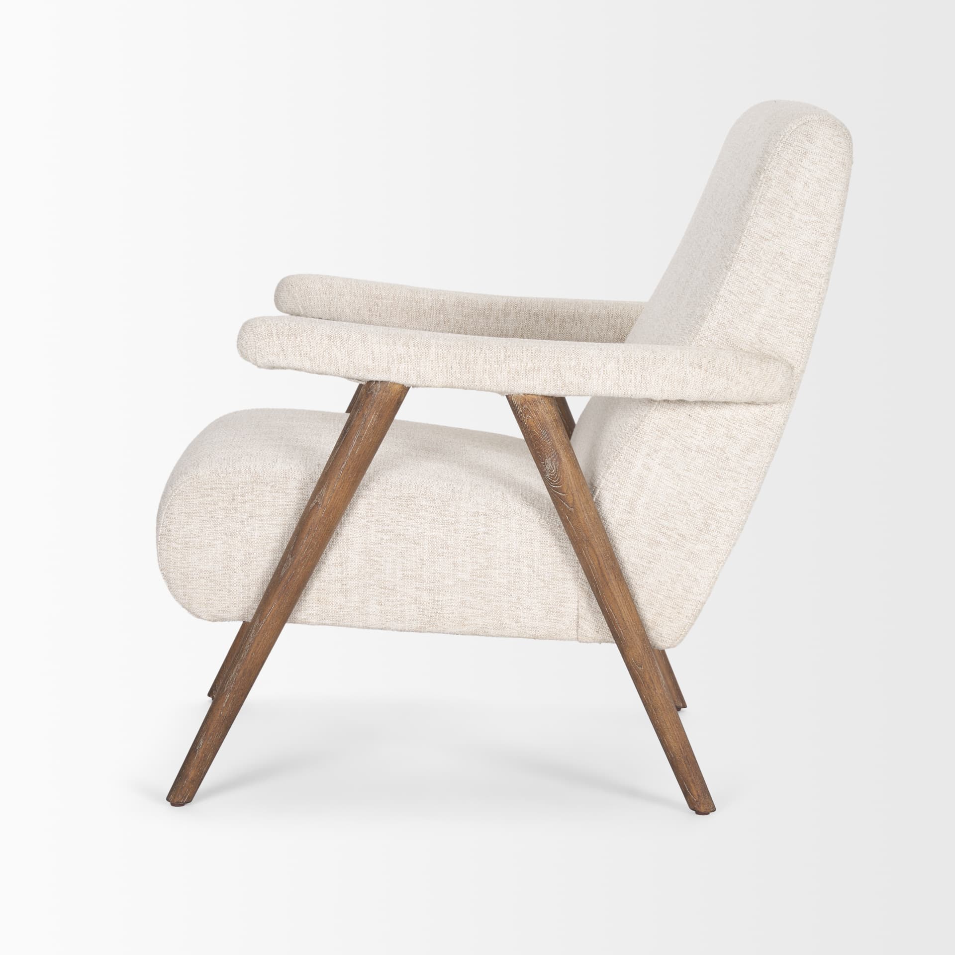 Nico Oatmeal Upholstered w/ Brown Wood Accent Chair — product photograph