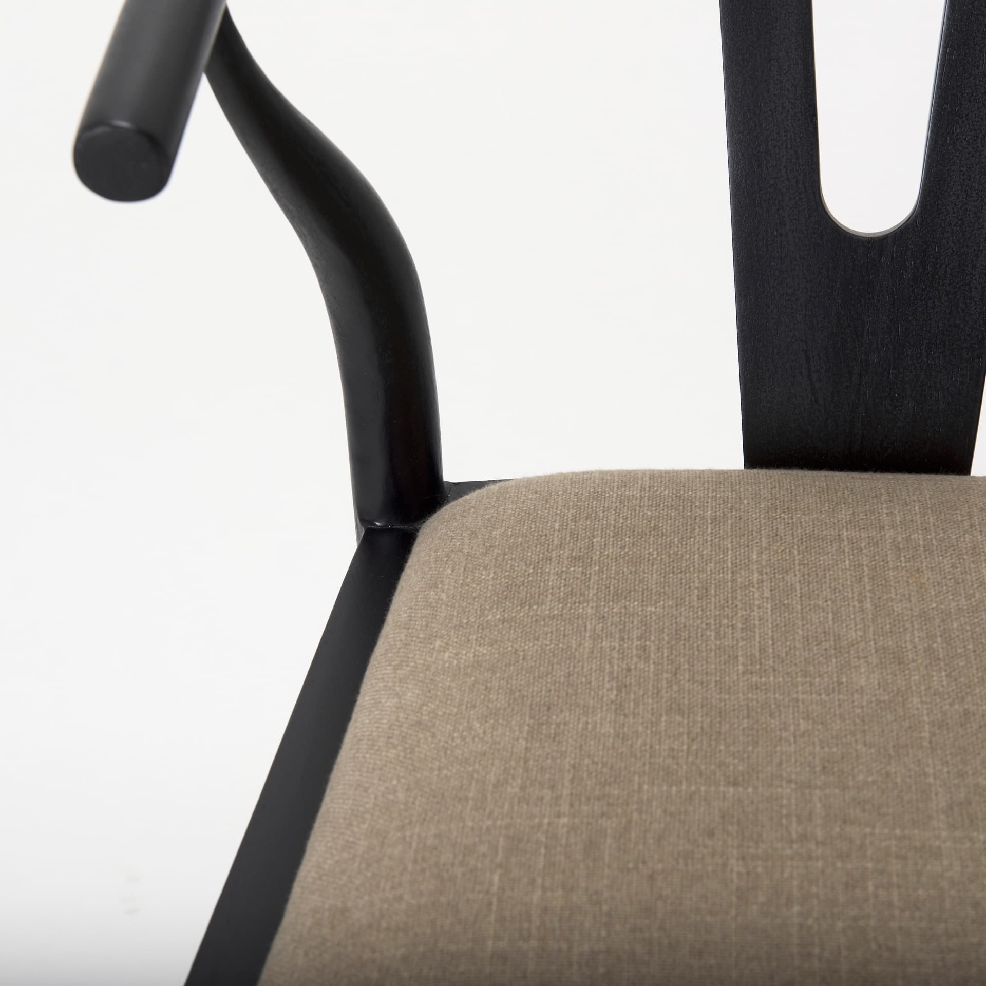 Trixie Backless 37.5in Seat Counter Stool | Beige Fabric w/ Black Wood — product photograph