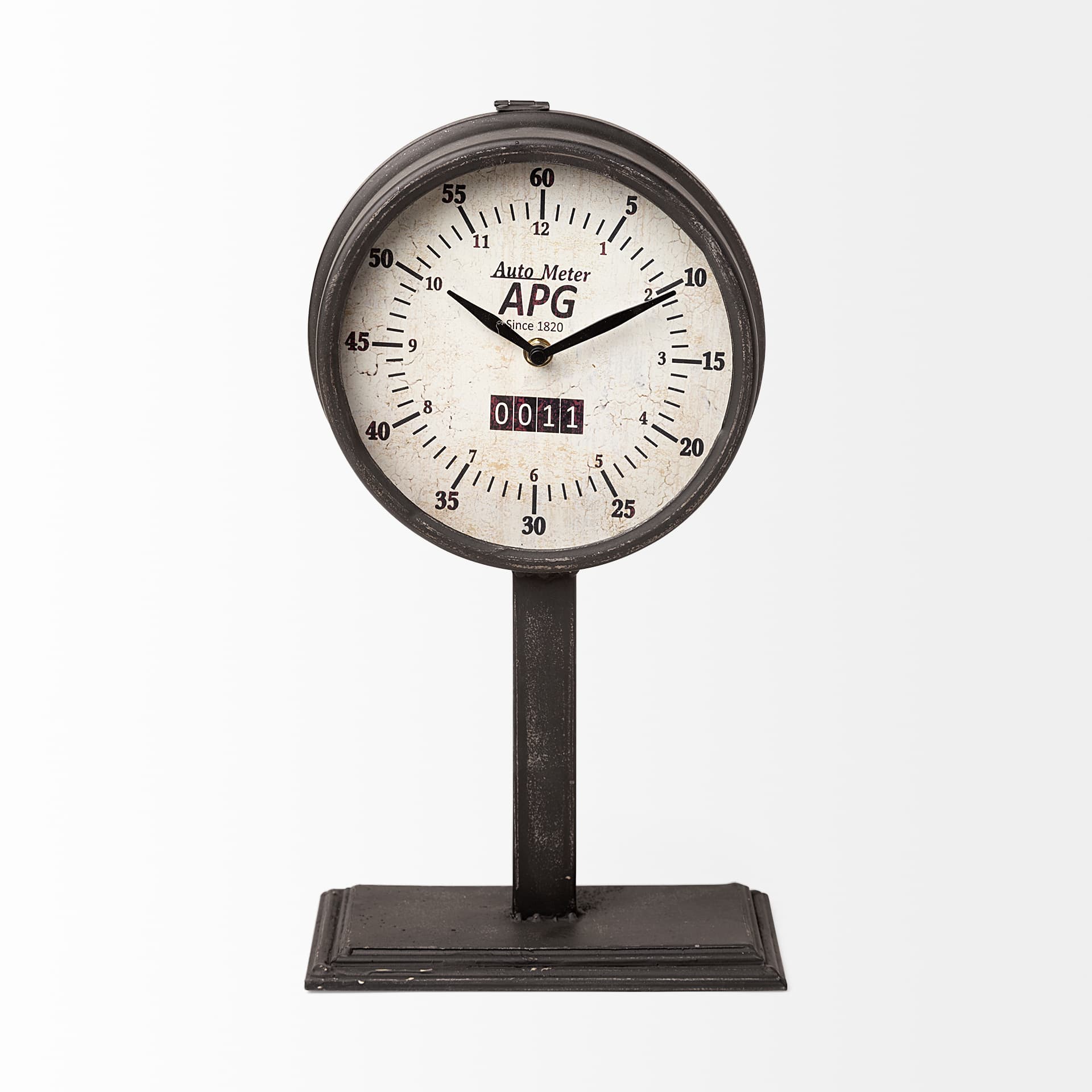 Attalack II Black Metal Round Face Table Clock — product photograph