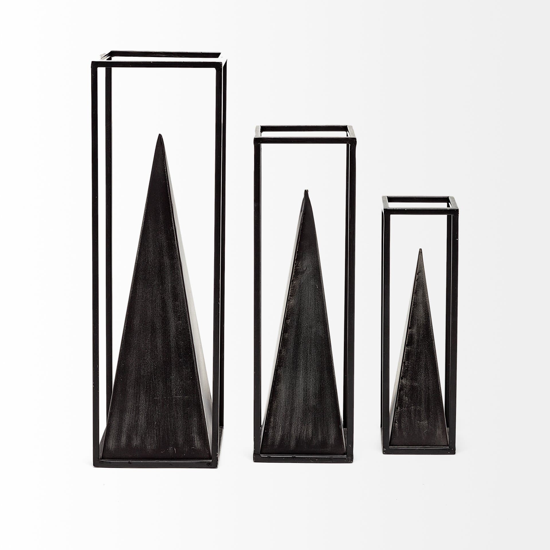 Memphis II (Medium) 4L x 4W Black Metal Pyramid In A Square Frame — product photograph