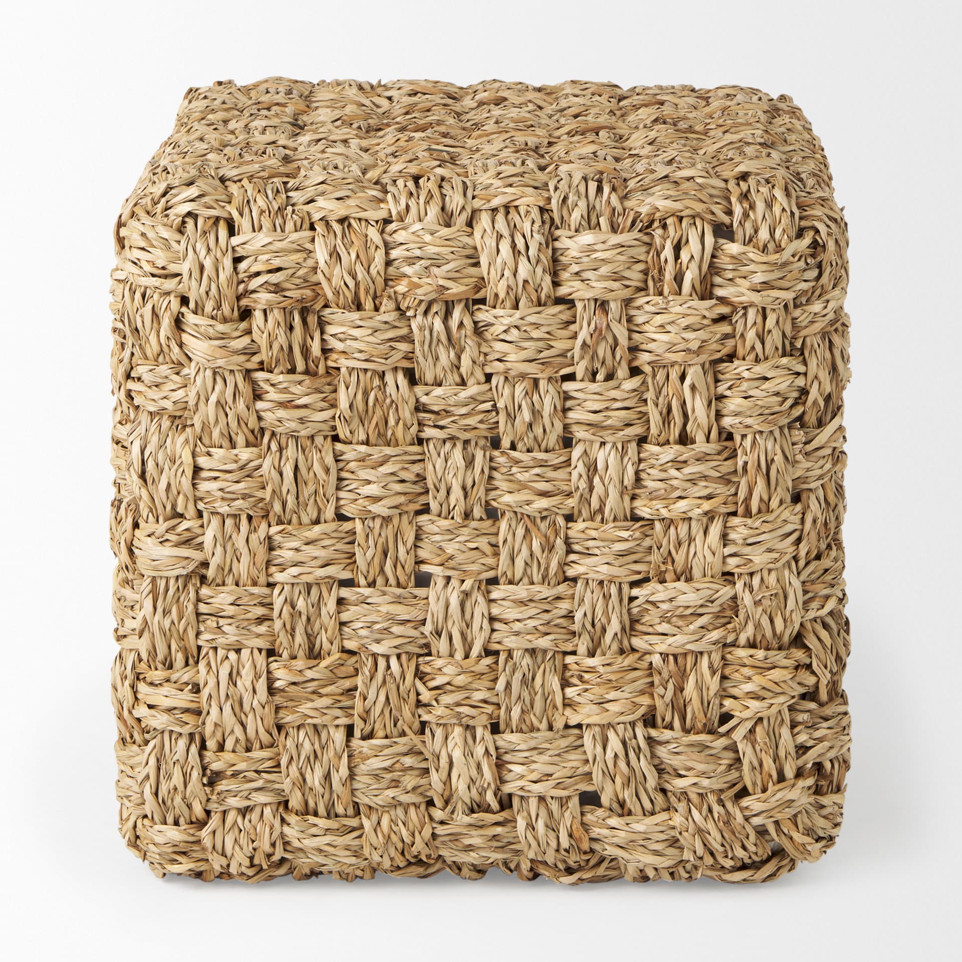 Adele 17.7L x 17.7W x 17.7H Medium Brown Seagrass Woven Square Pouf — product photograph