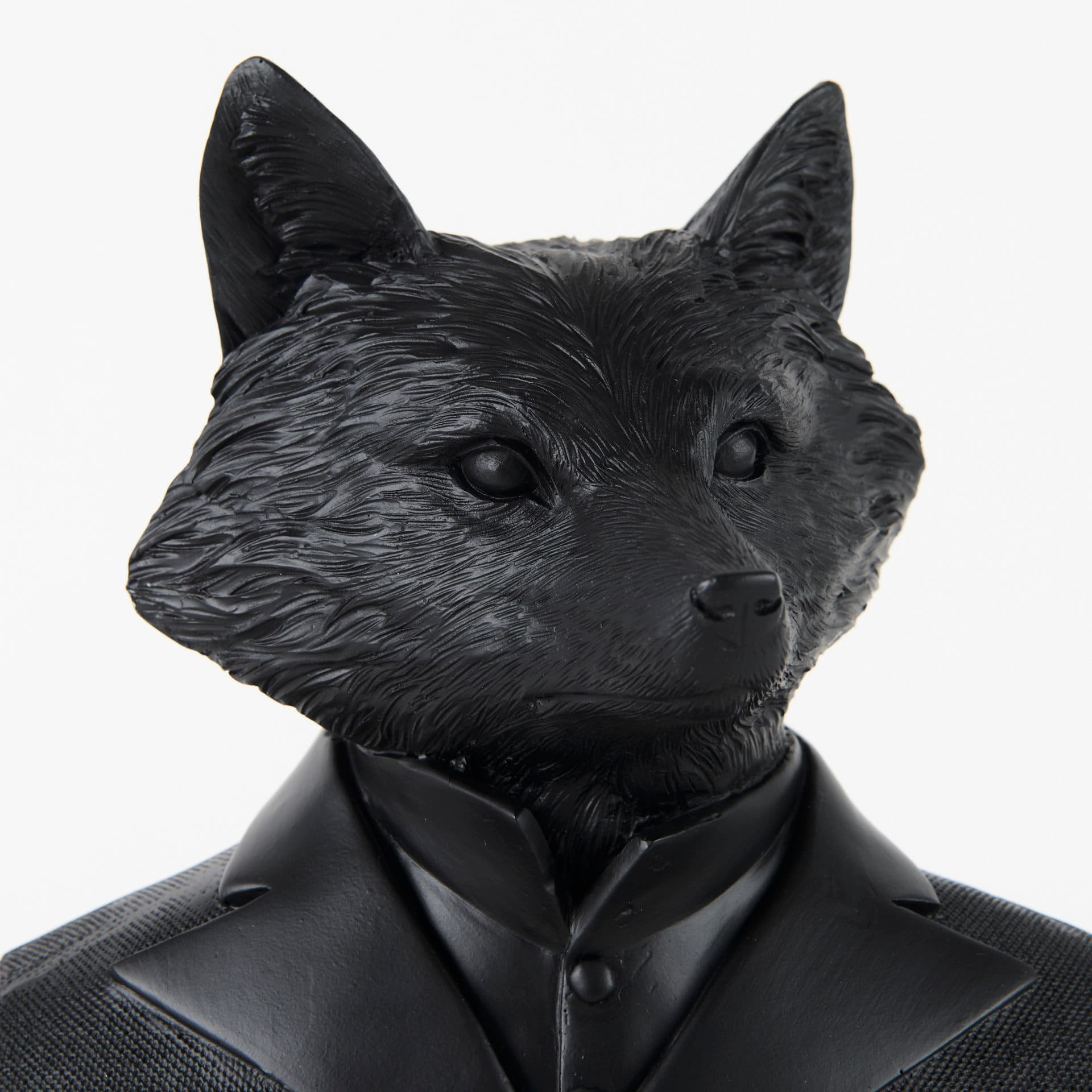 Murray 13H Black Painted Resin Fox in a Suit Bust — product photograph