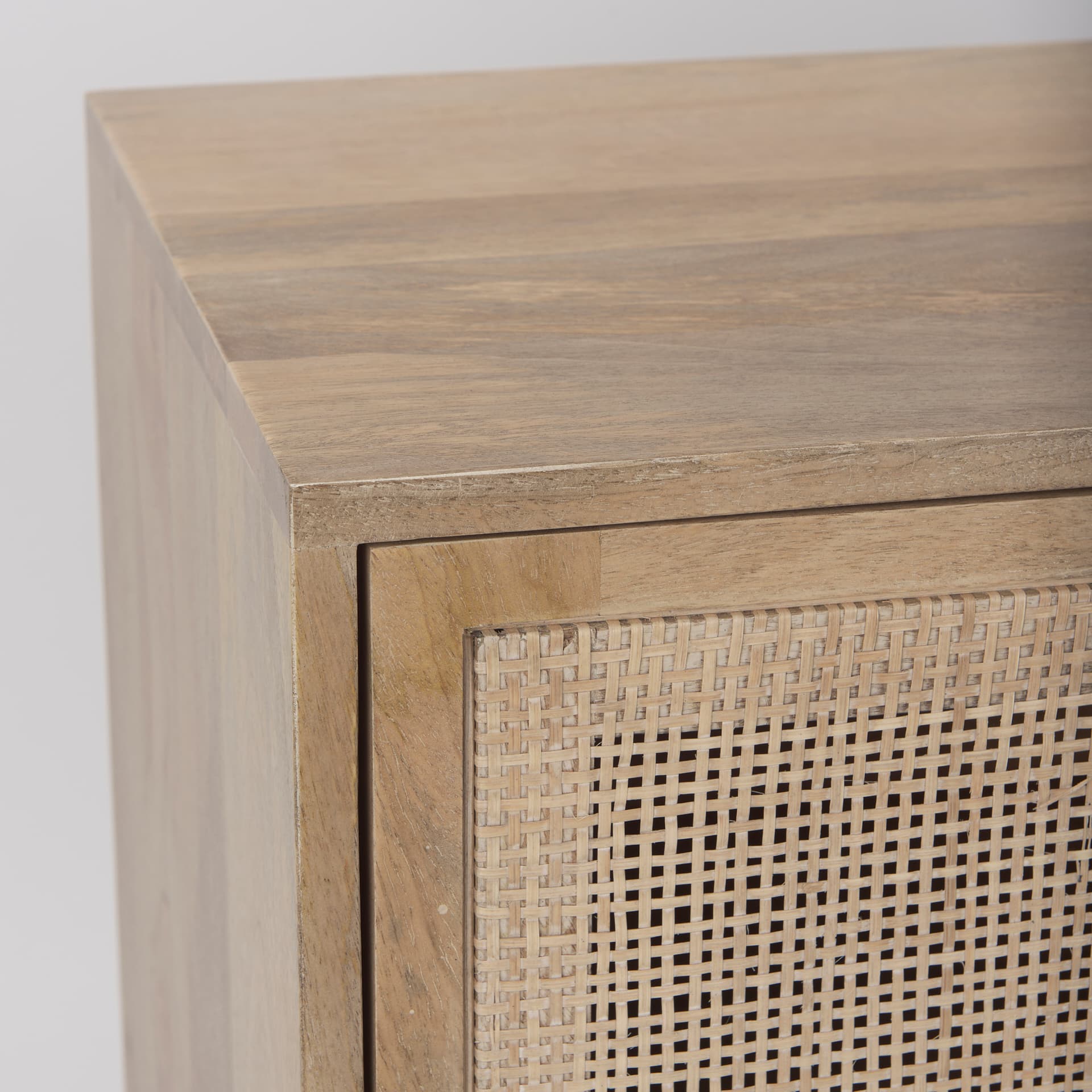 Grier 36" Light Brown Wood w/ Cane 2 Door Accent Cabinet — product photograph