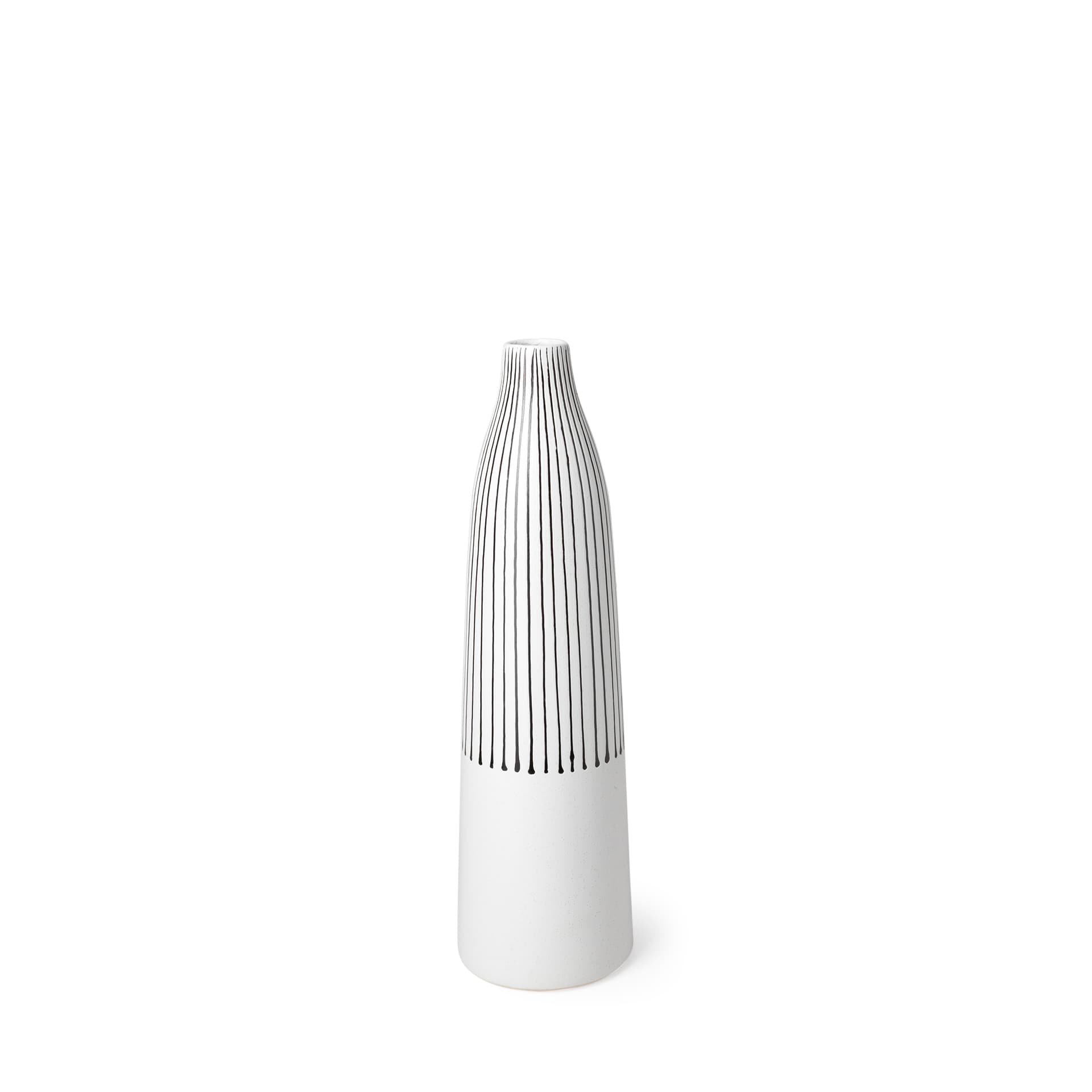Kira I Small White Pinstripe Ceramic Vase — product photograph