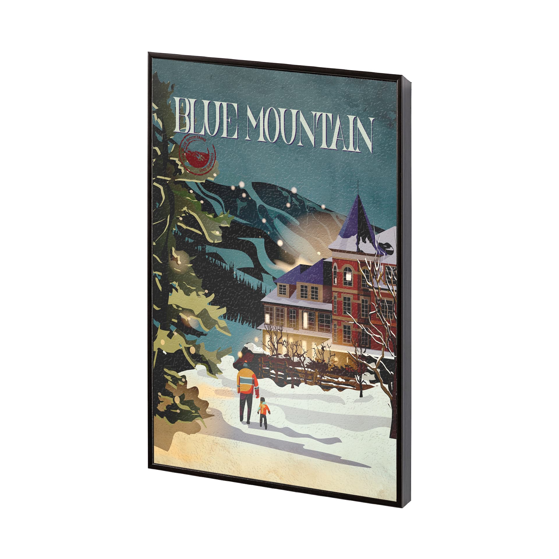 Blue Mountain by Mercana Studio a Hand Embellished Textured Framed Art Print — product photograph
