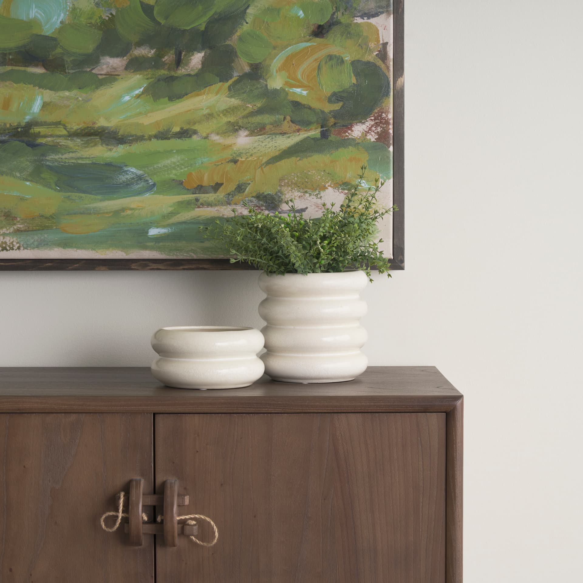 Twyla Tall Cream Glazed Ring Pot — product photograph