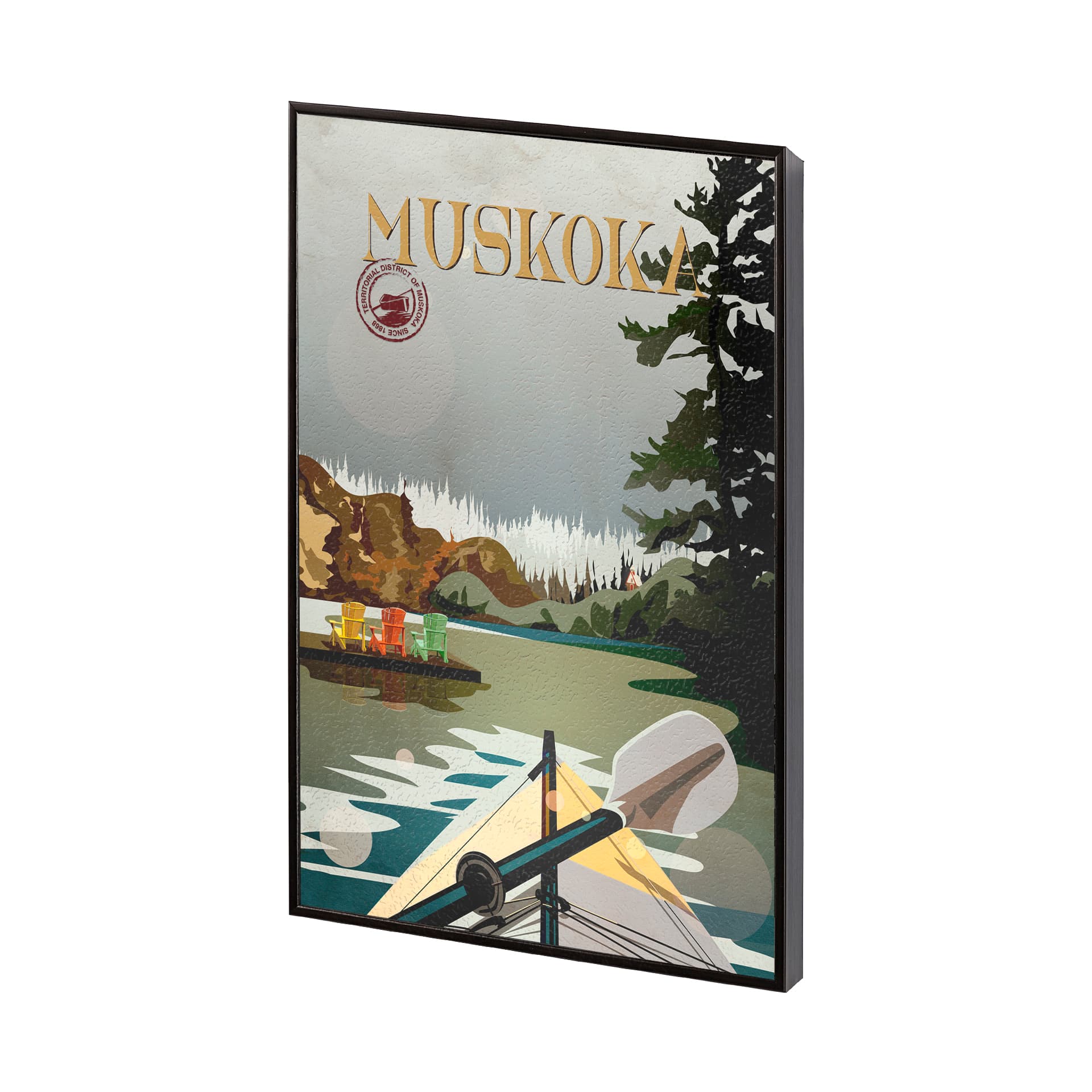 Muskoka Go Canada (SM) by Mercana Studio a Hand Embellished Decograph Framed Art Print — product photograph