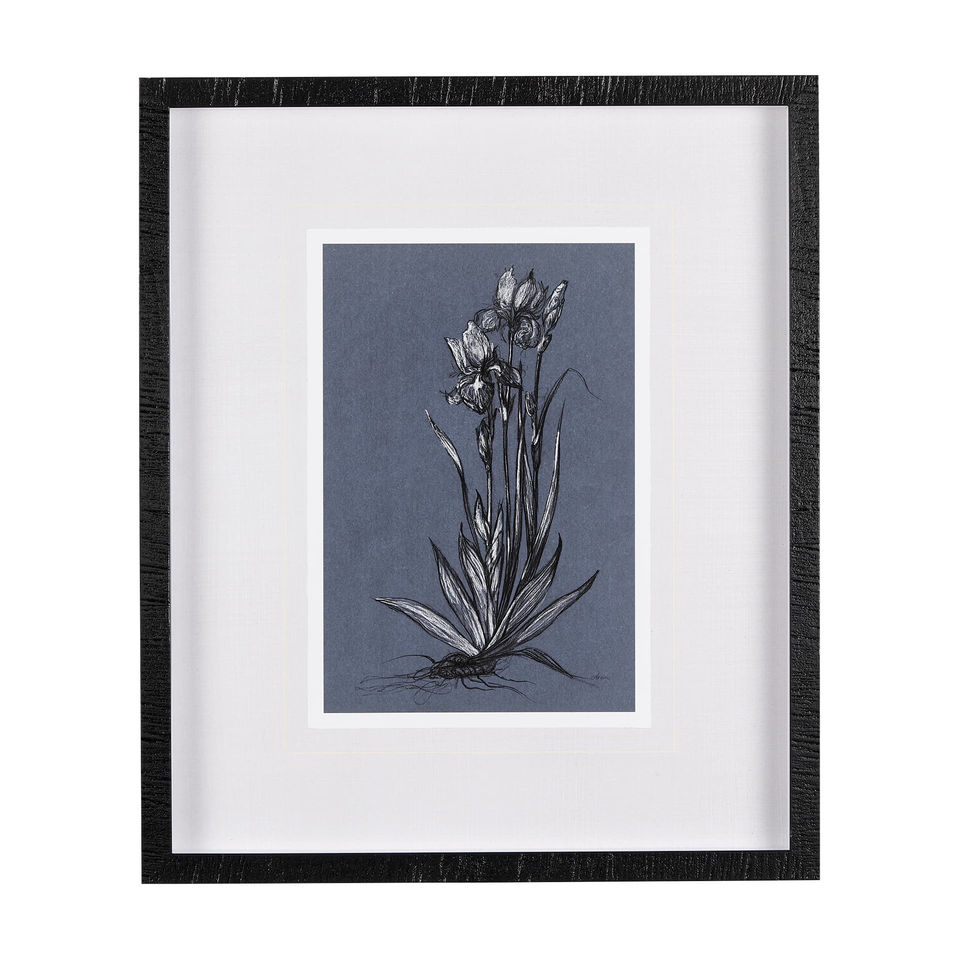 Botanical sketches IV (Blue) by Mercana Studio Hand Embellished Framed Art Print Matted under Glass — product photograph