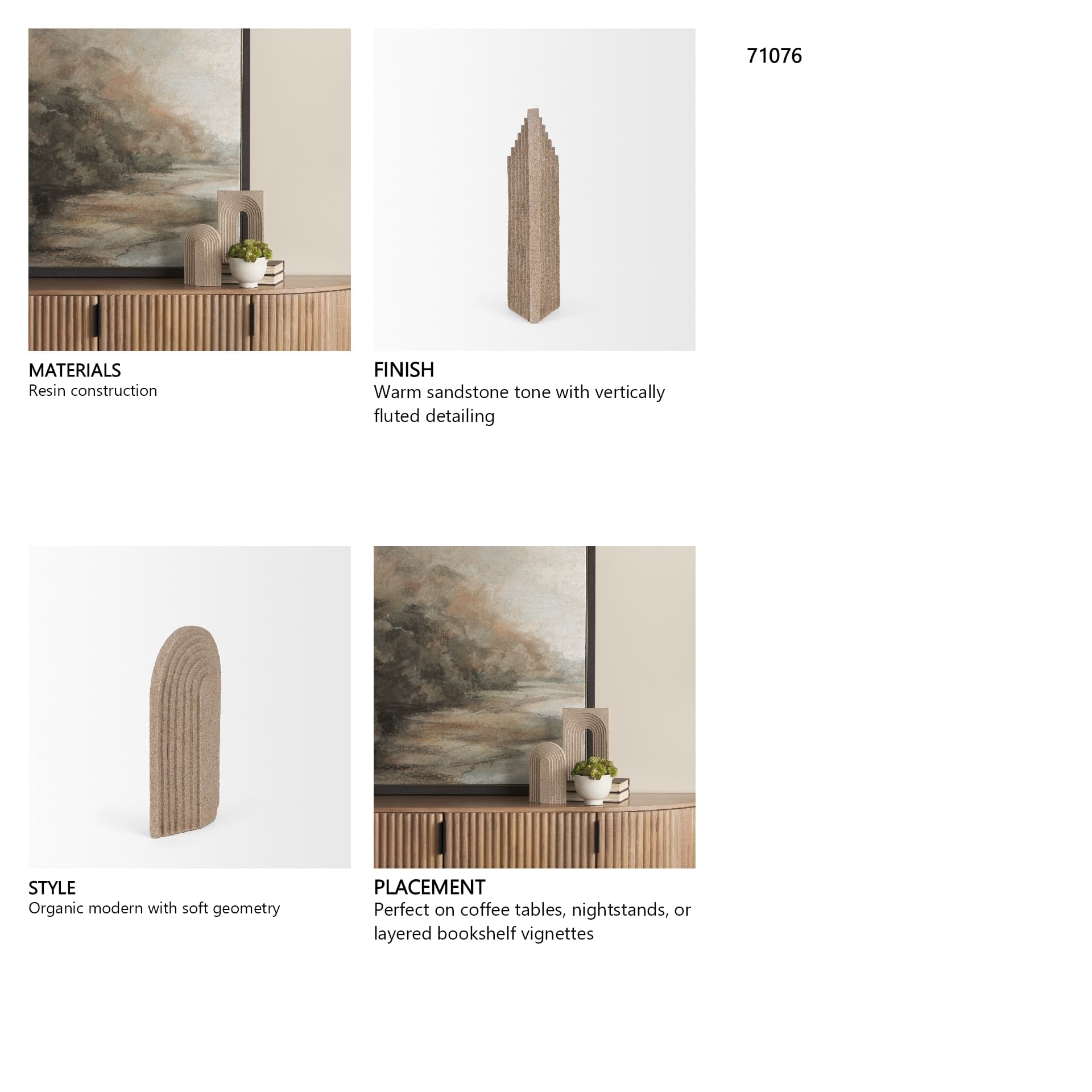 Kael Resin Textured Concrete Gray Decorative Object — in a styled room