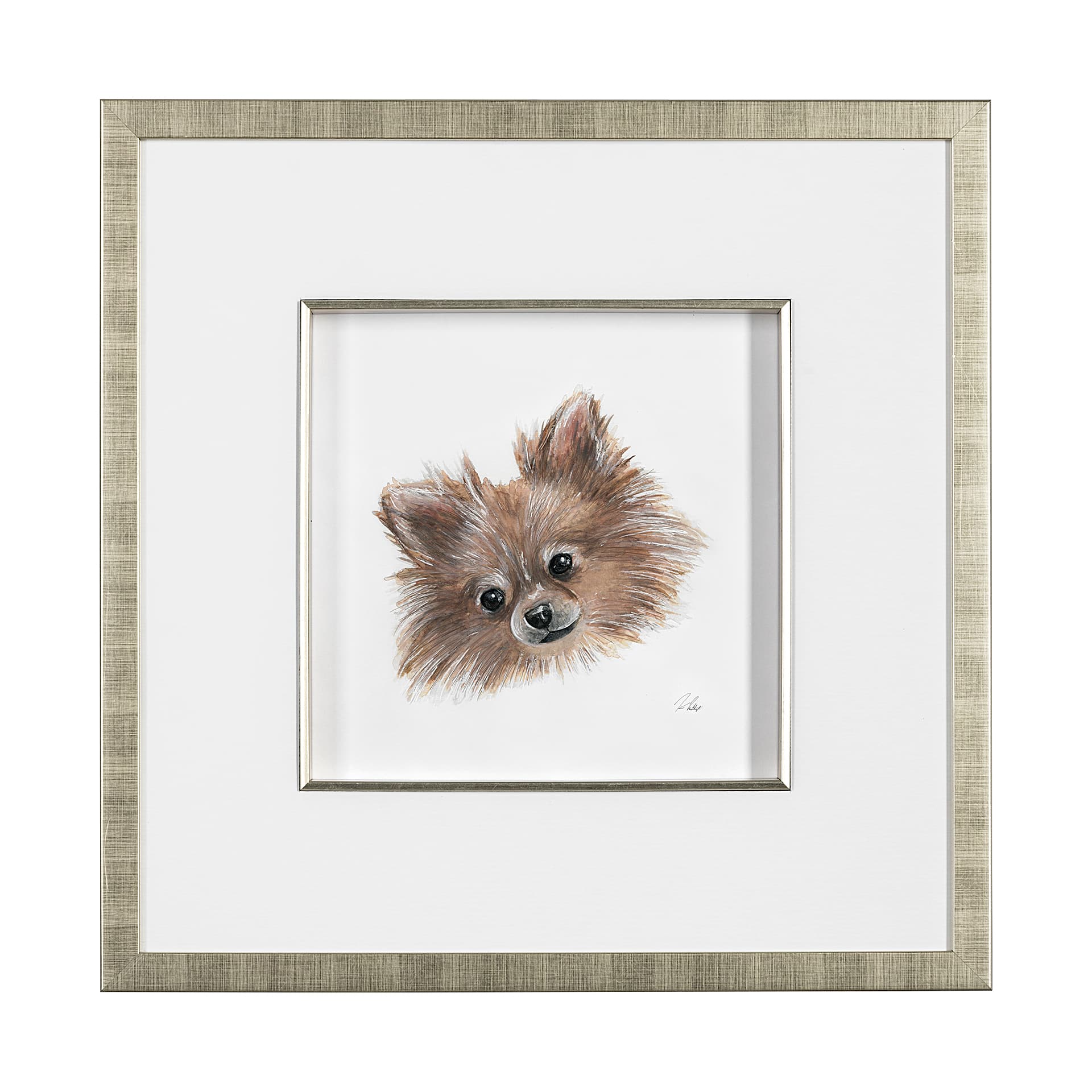 Frankie (Pomeranian 1) by Mercana Studio Hand Embellished Framed Art Print Matted under Glass — product photograph