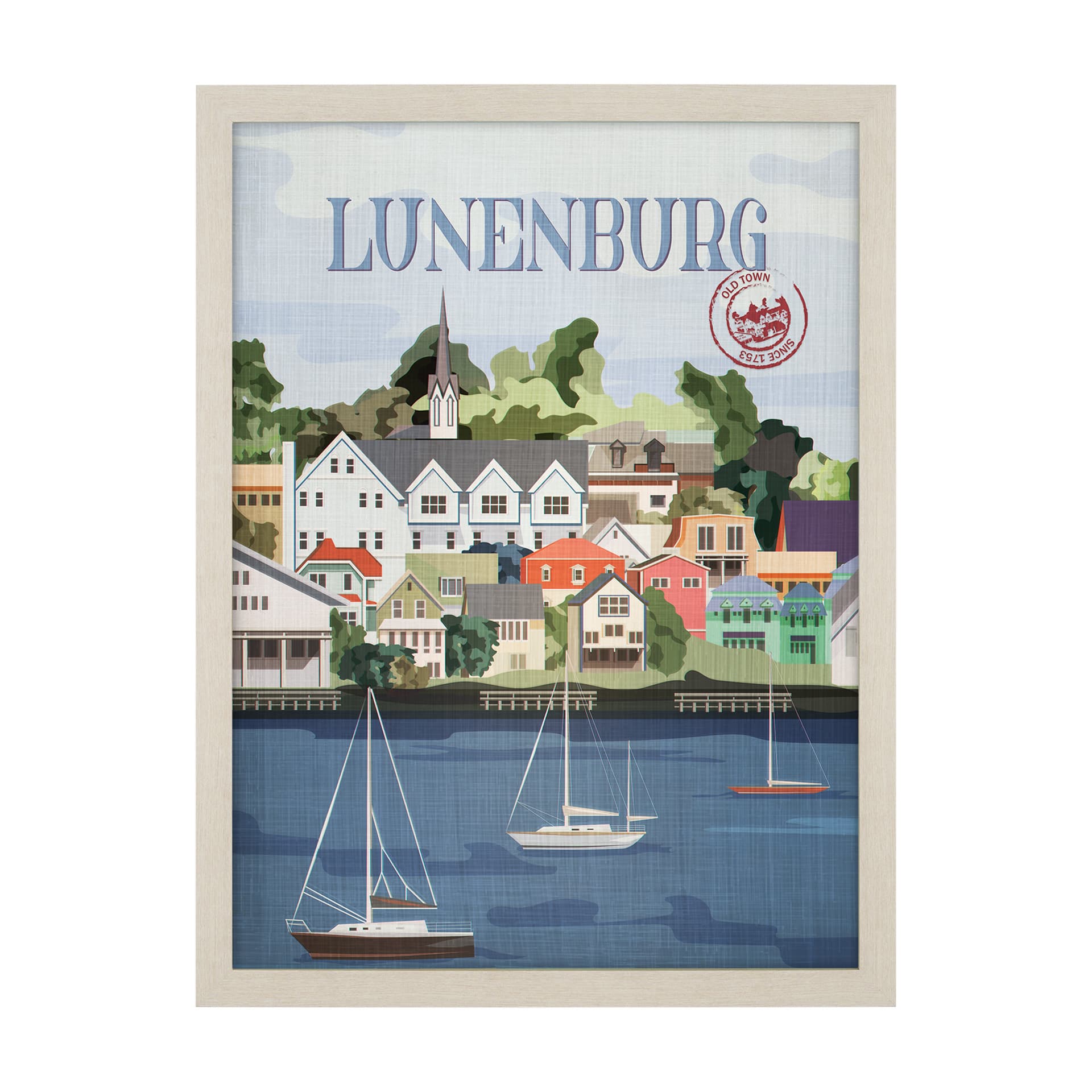 Lunenburg Go Canada (L) by Mercana Studio a Hand Embellished Decograph Framed Art Print — product photograph