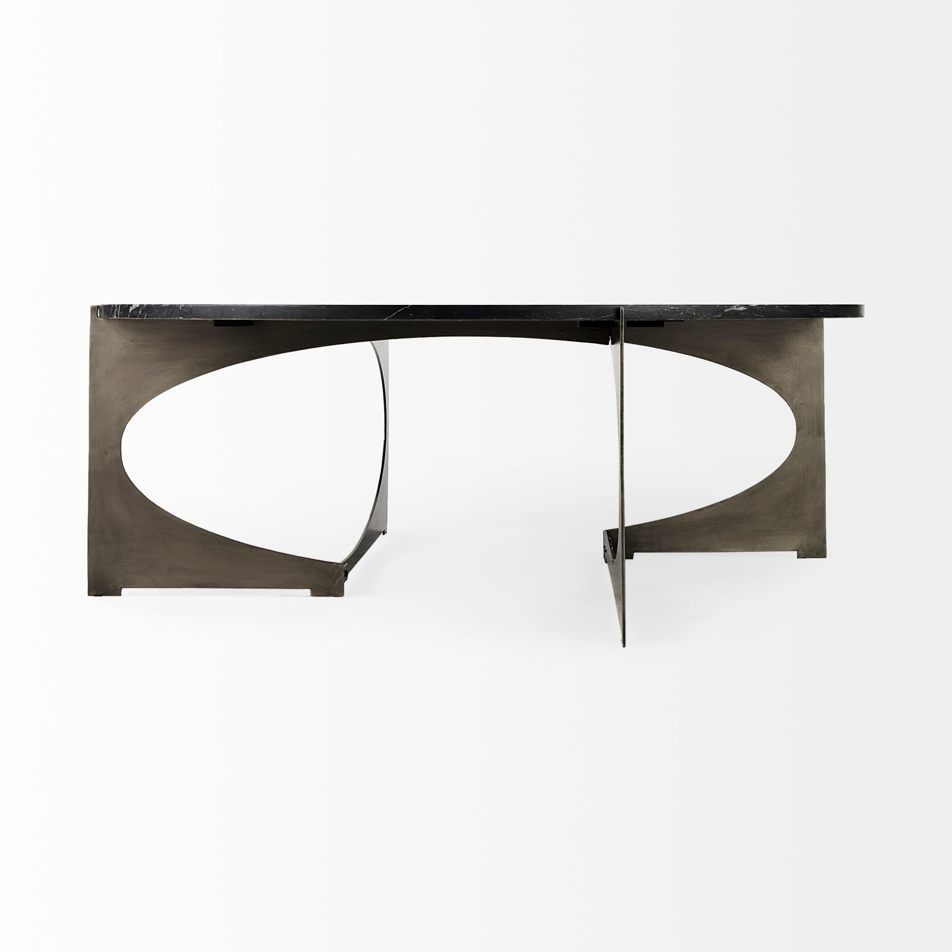 Reinhold III Black Marble Top Iron Coffee Table — product photograph