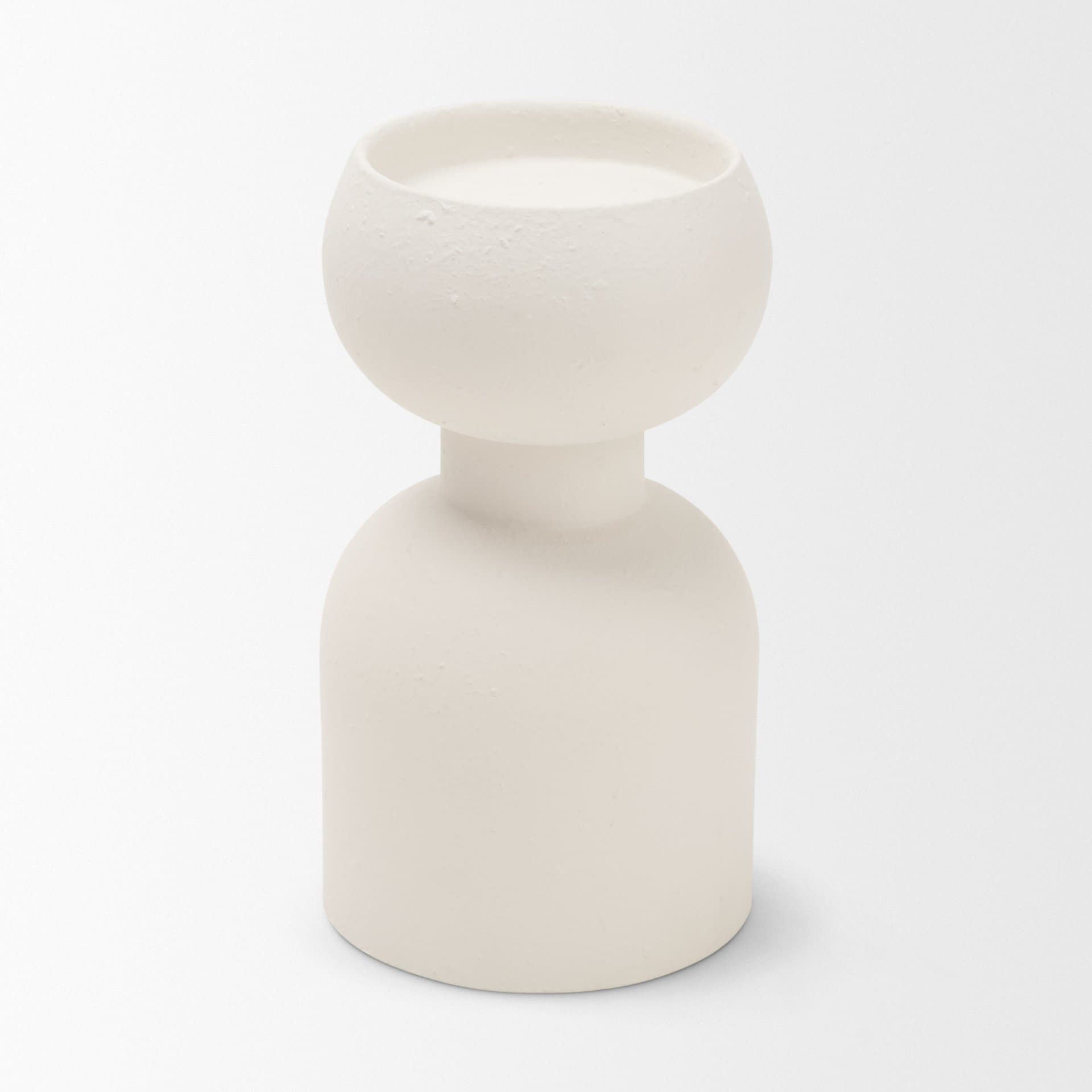 Pelar Small Matte White Metal Stacked Pillar Candle Holder — product photograph