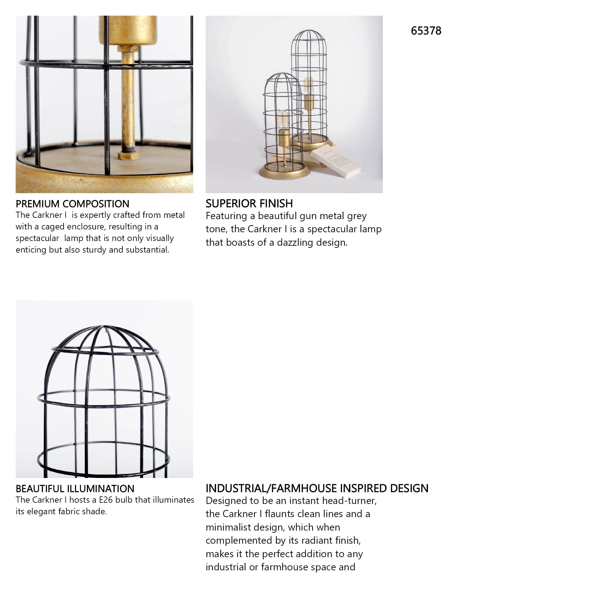 Carkner I (38"H) Gun-Metal Grey Cylindrical Metal Cage Table Lamp — in a styled room