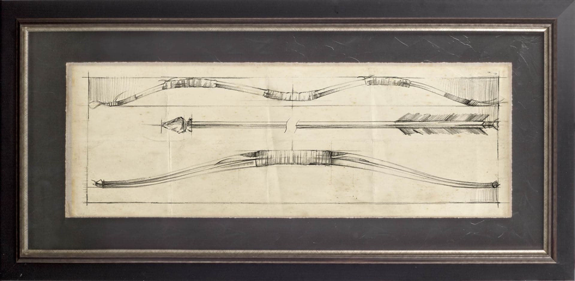 Custom Arrow Schematic II (MC) by Ethan Harper Hand Embellished Framed Art Print Matted under Glass — product photograph