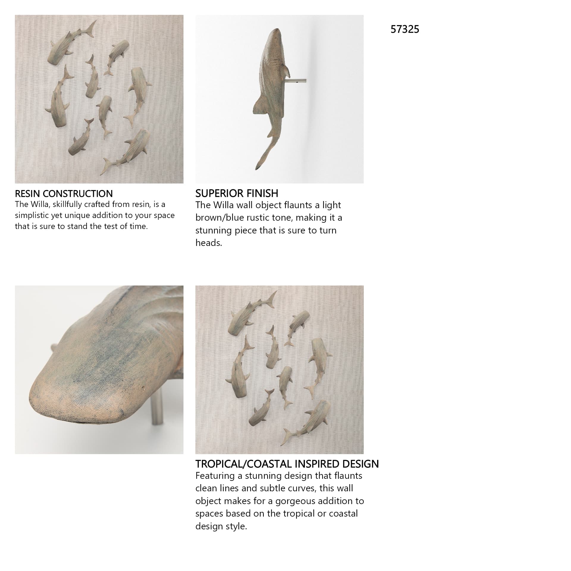 Willa Large Wall Mountable Whale Shark Sculpture — in a styled room