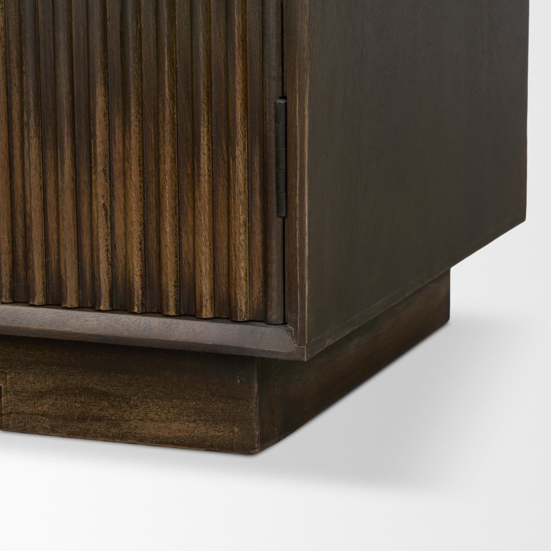 Cinder Distressed Dark Brown Wood Reeded 2-Door Closed Accent Cabinet — product photograph
