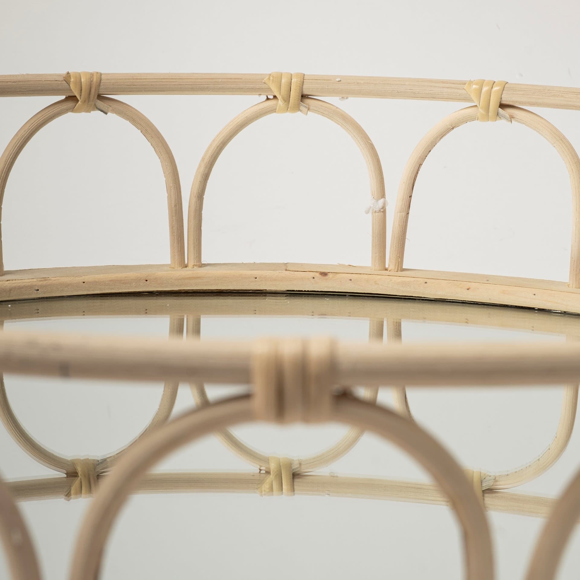 Leona (Set of 2) Natural Wicker Woven Mirrored Base Nesting Trays — product photograph