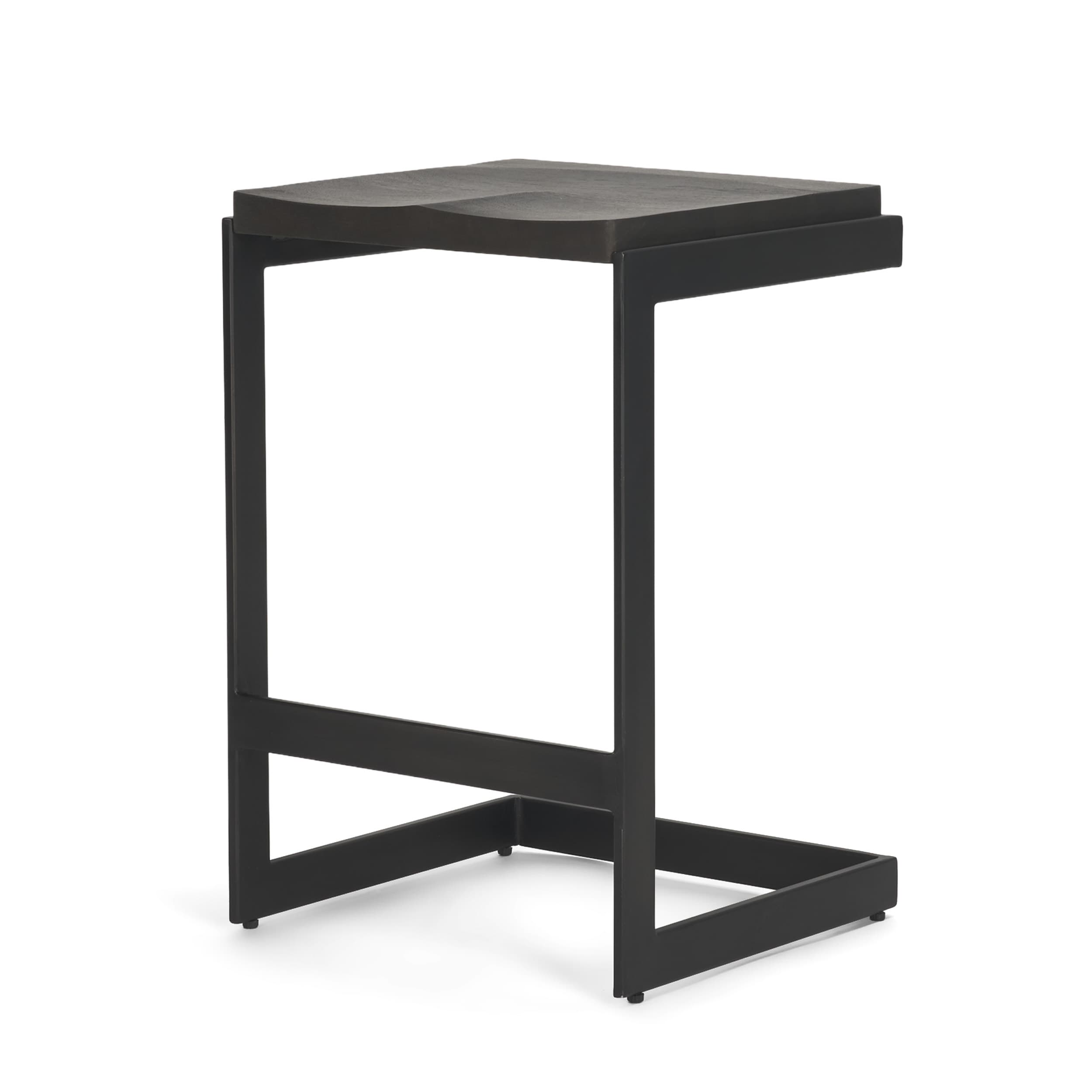 Kiran Backless 26in Seat Counter Stool | Black Wood w/ Black Metal — product photograph