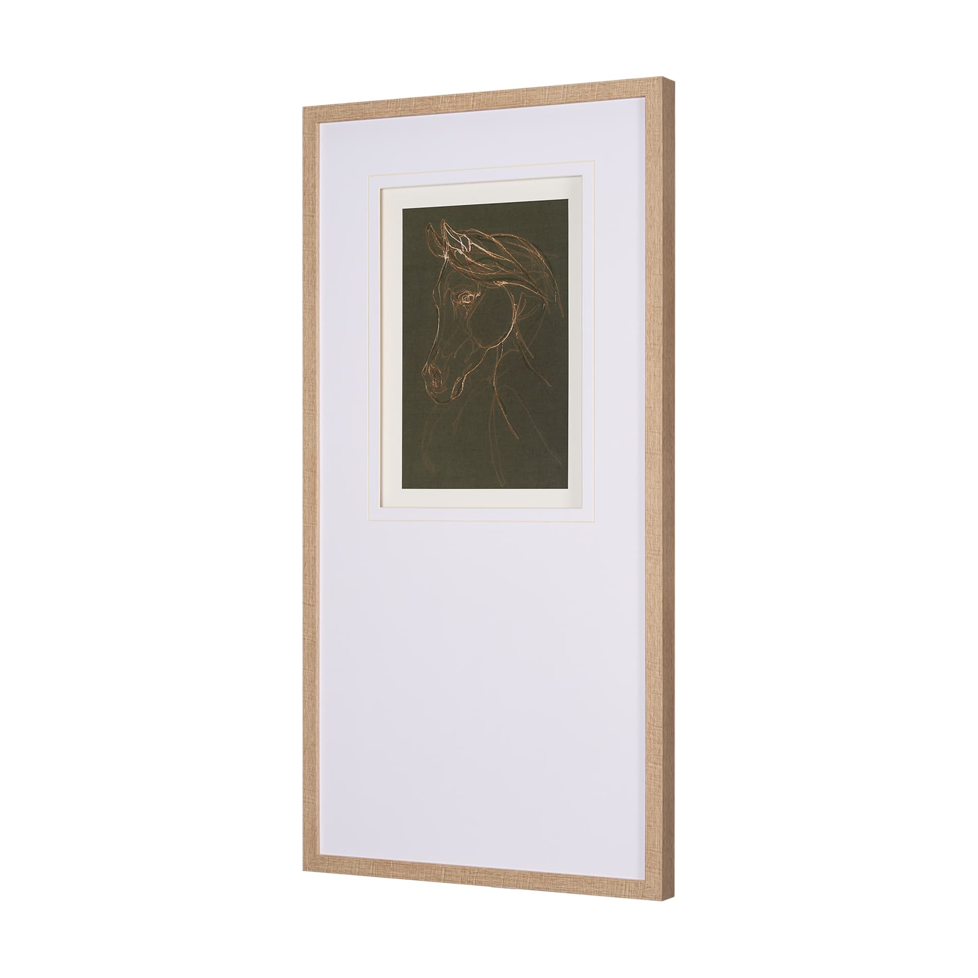 Arabian Horse III Olive by Mercana Studio Hand Embellished Framed Art Print Matted under Glass — product photograph