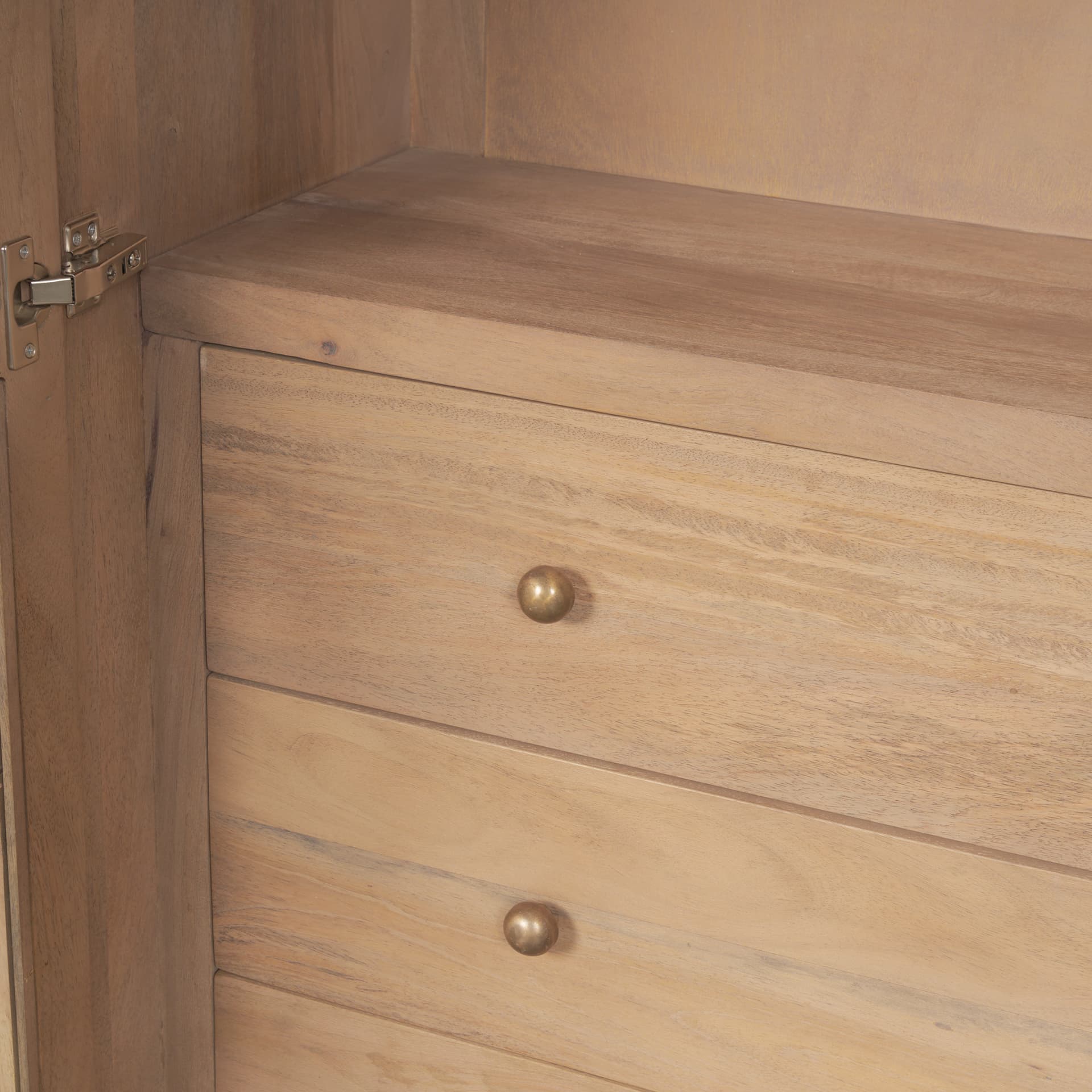Suri Light Brown Wood W/Glass Doors Arched Curio Cabinet — product photograph