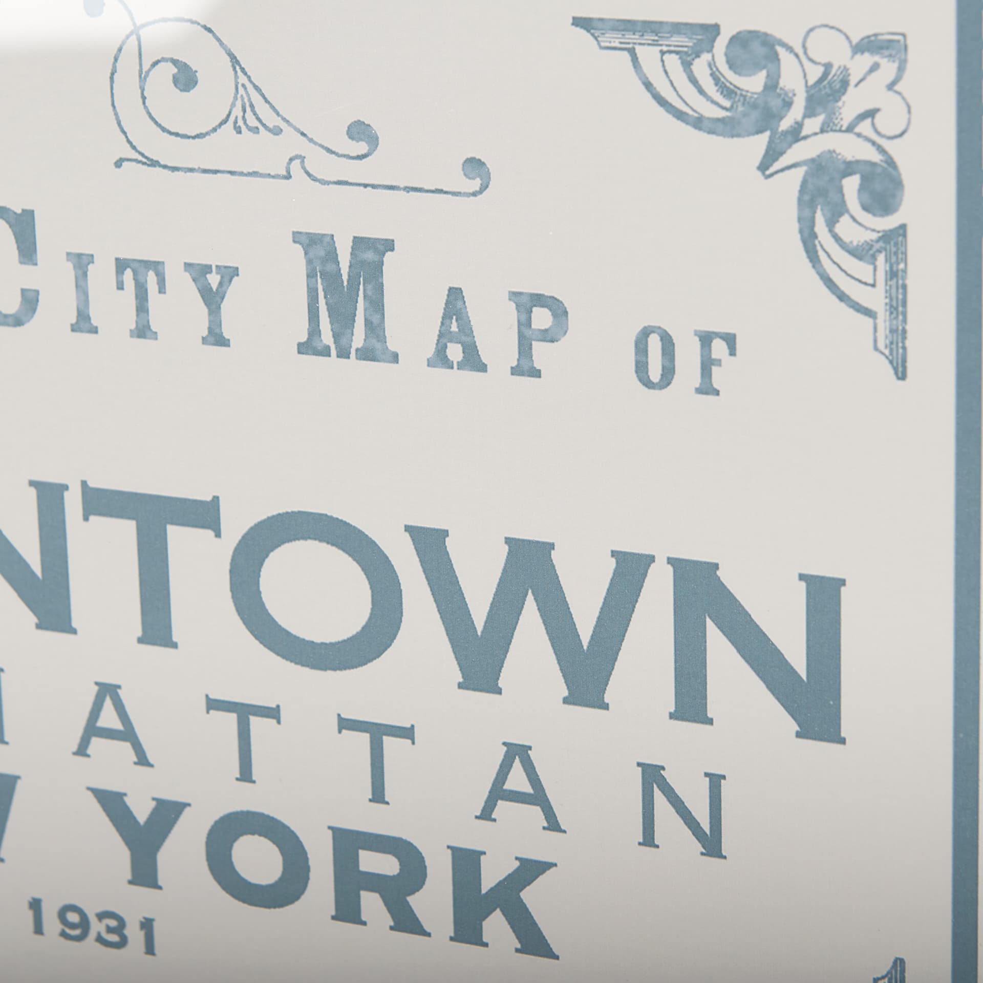 Manhattan Map II by Mercana Studio a Hand Embellished Textured Framed Art Print Matted under Glass — product photograph