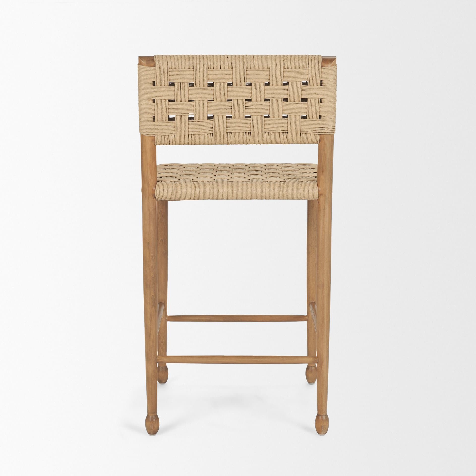 Brinley Backless 39in Seat Counter Stool | Paper Rope w/ Brown Wood — product photograph