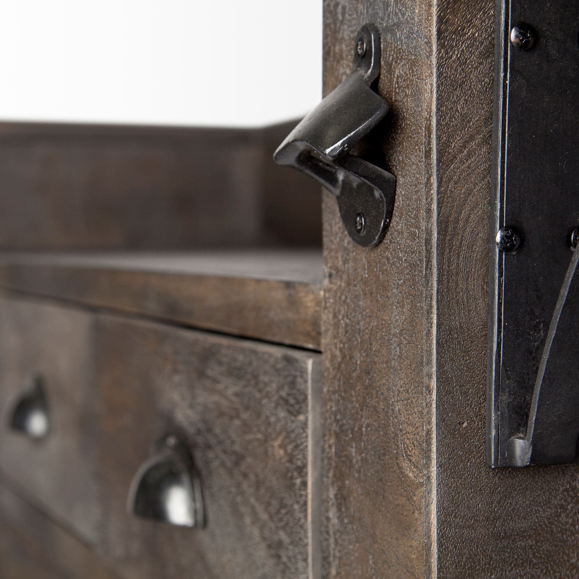 Cheers Dark Brown Solid Wood Wine Bottle Storage Kitchen Island — product photograph