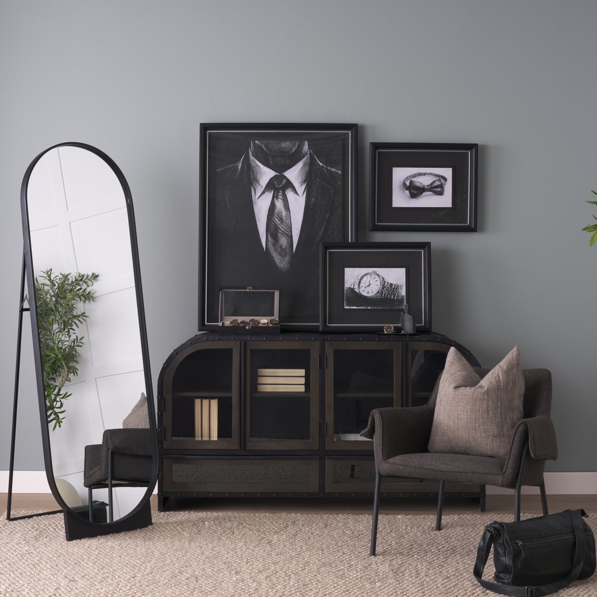 Sharp by Mercana Studio a Hand Embellished Framed Art Print Matted under Glass — in a styled room