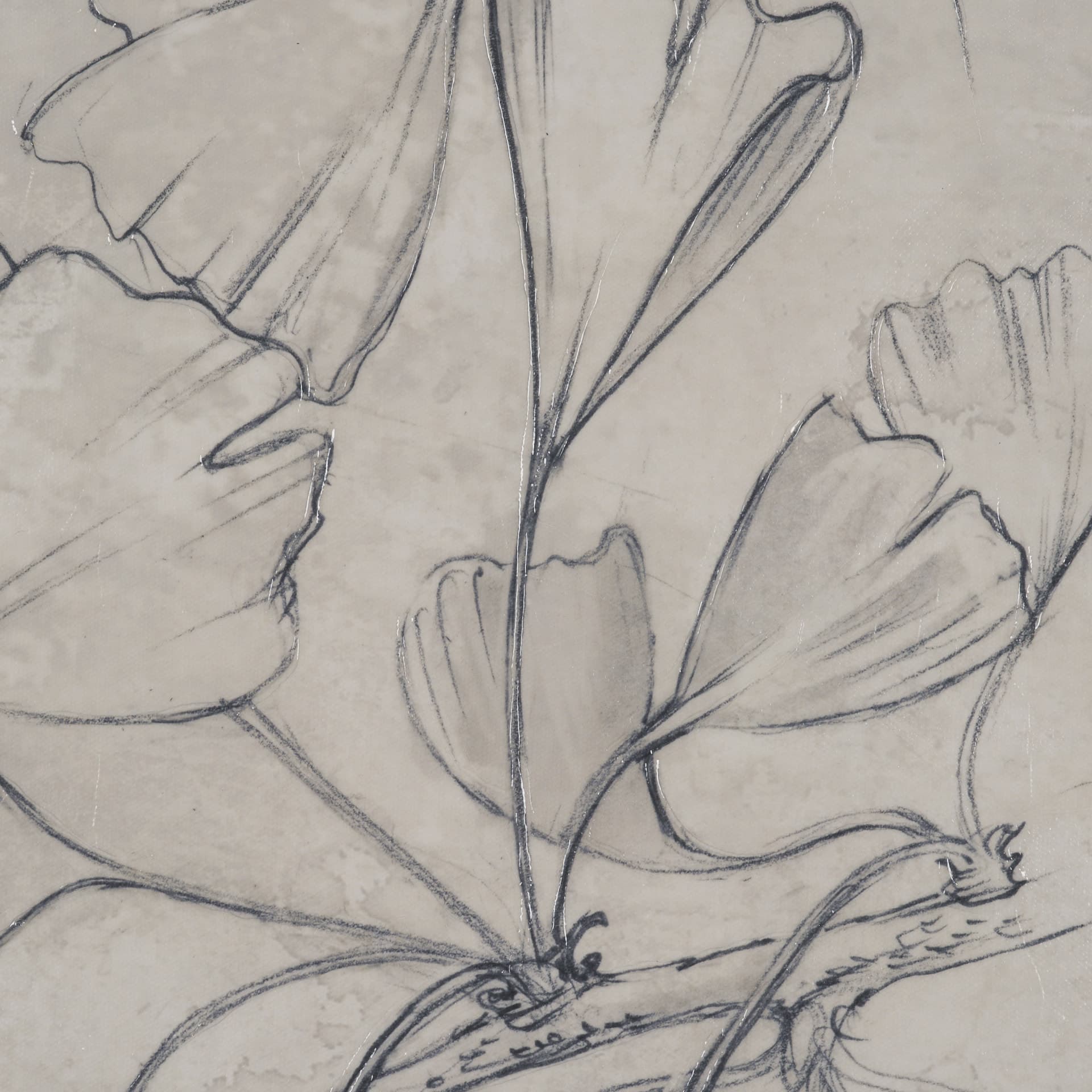 Ginkgo Shadows II by Mercana Studio Hand-Embellished Textured Framed Canvas Artwork — product photograph