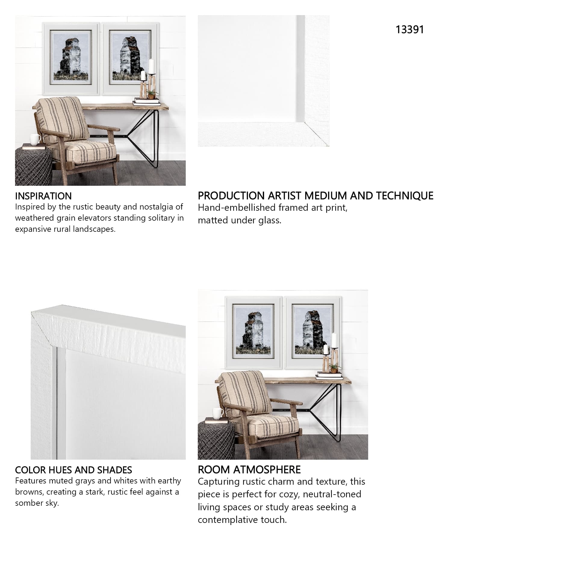 Abandoned Grain Elevator II by Mercana Studio Hand Embelished Framed Art Print Matted under Glass — in a styled room
