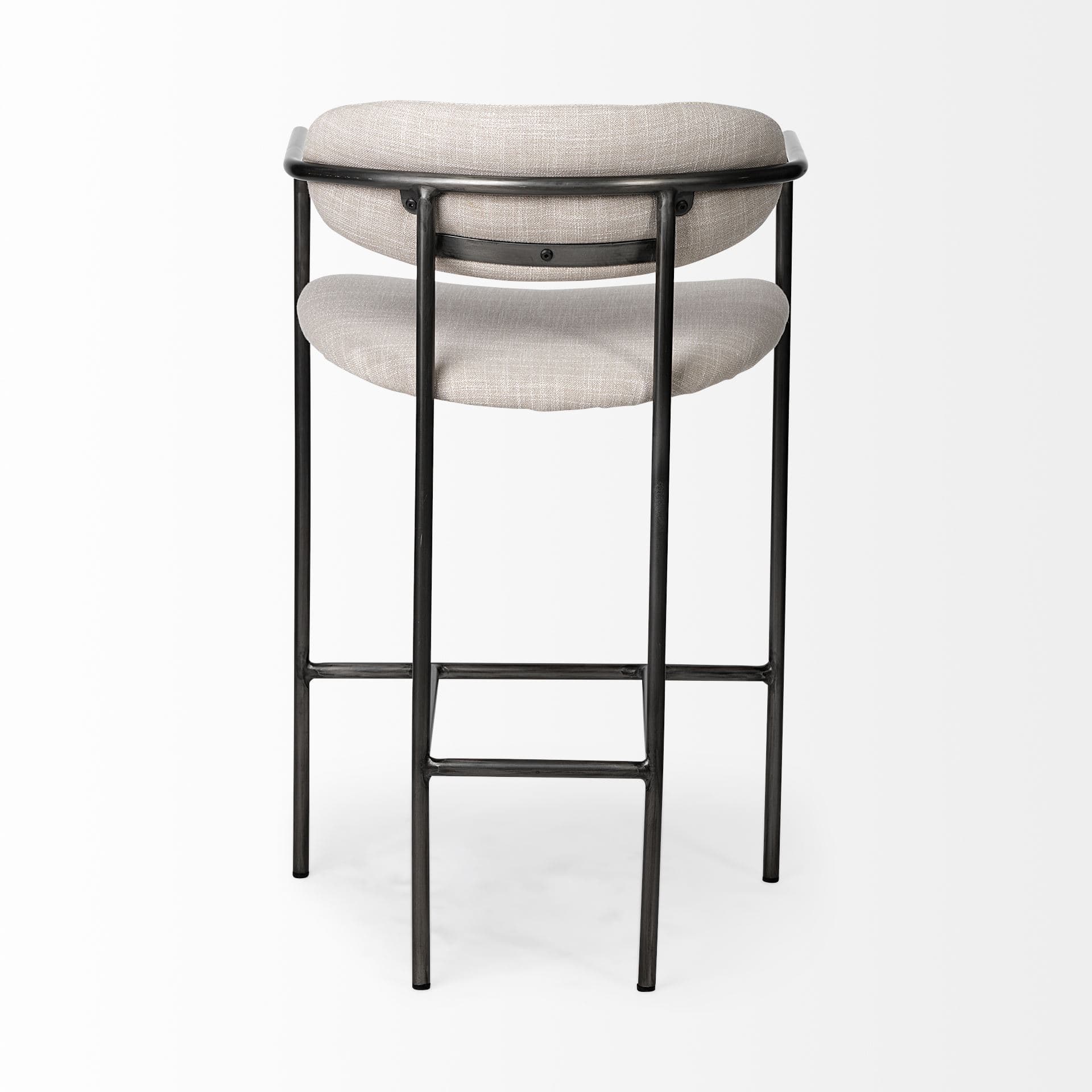Parker Backless 36in Seat Counter Stool | Beige Fabric w/ Grey Metal — product photograph