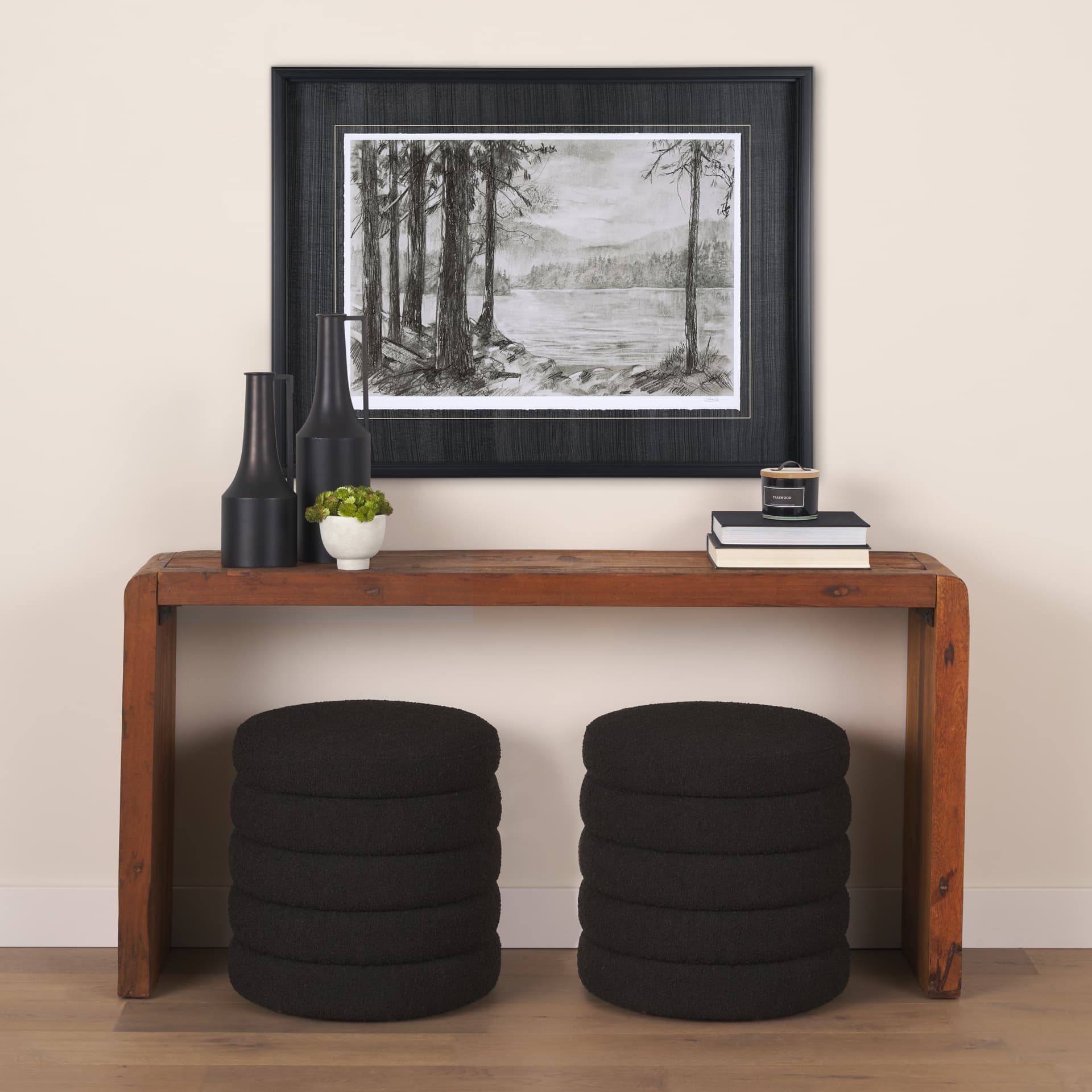 West coast chronicles I by Mercana Studio Hand Embellished Framed Art Print Matted under Glass — in a styled room