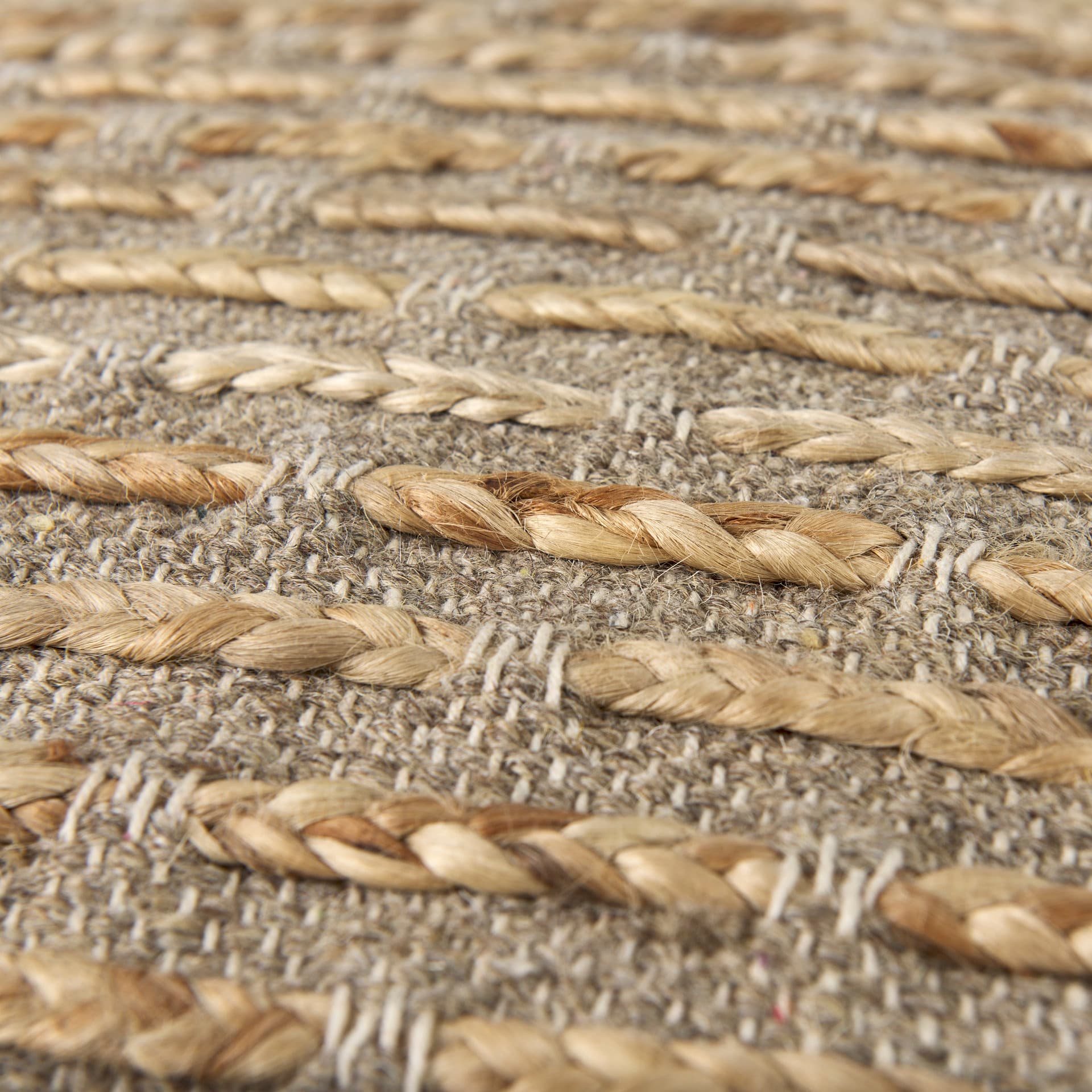 Binita 16.0L x 16.0W x 16.0H Gray/Brown Hemp Wool and Cotton Pouf — product photograph