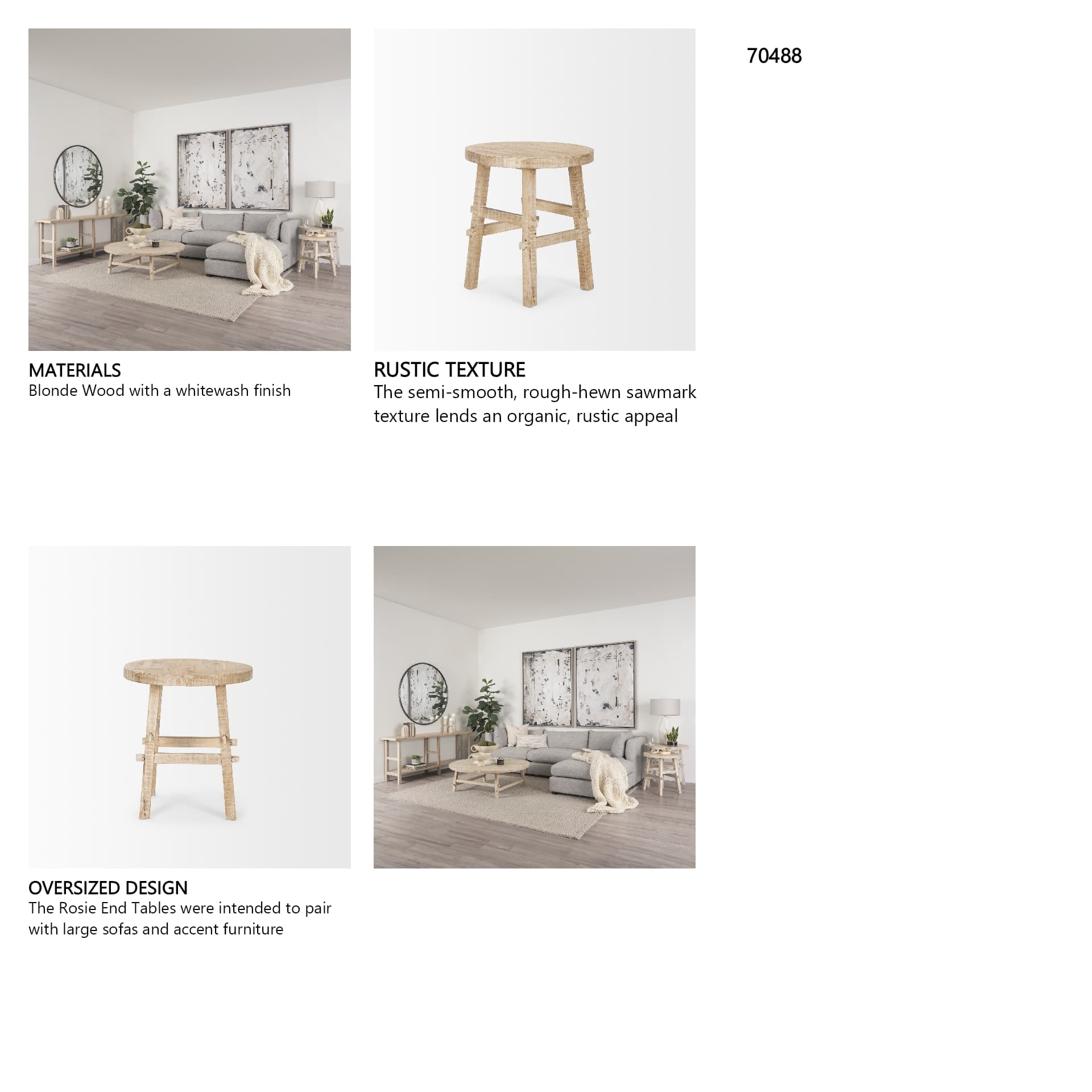 Rosie Small Blonde Wood End Table — in a styled room